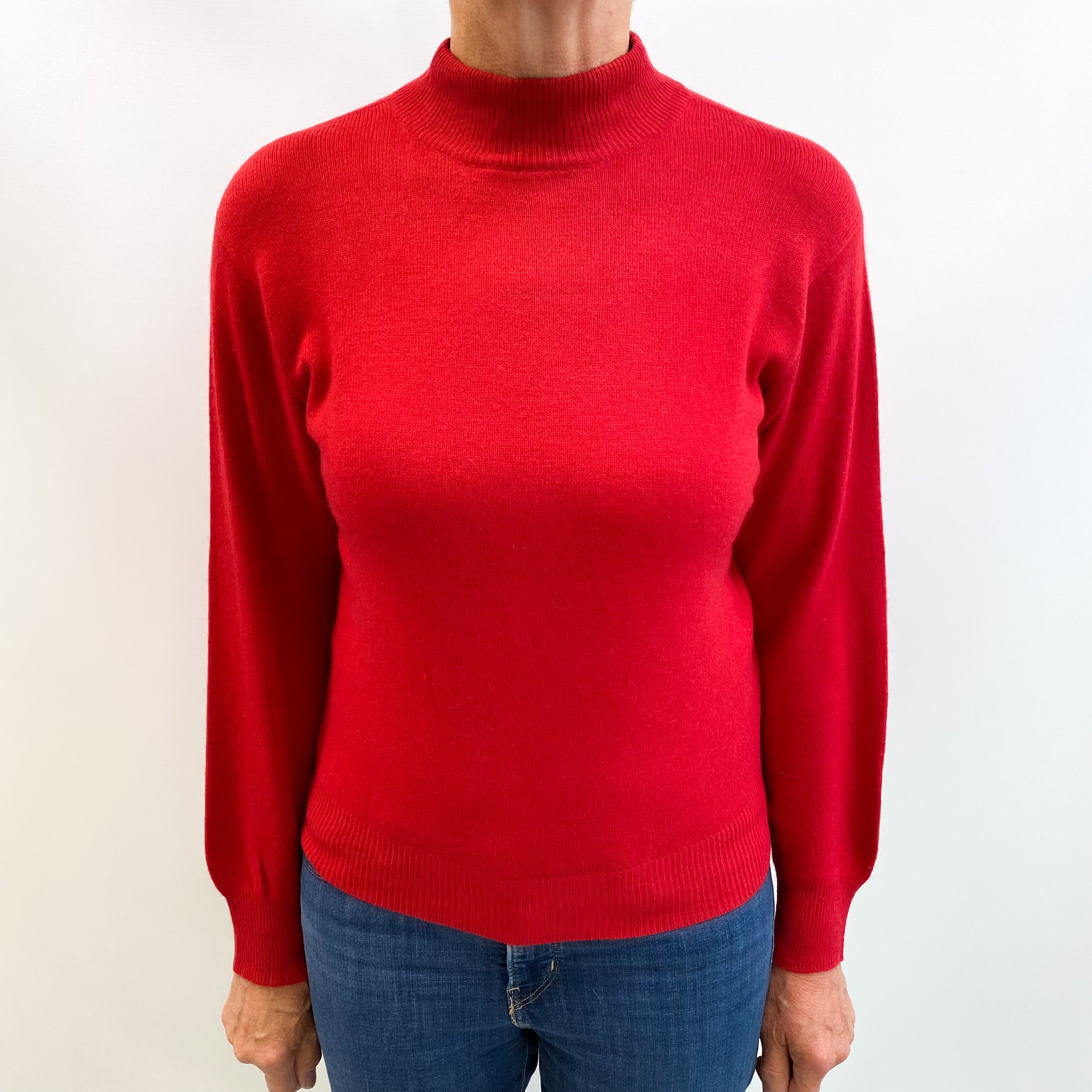 Scarlet Red Cashmere Turtle Neck Jumper Medium