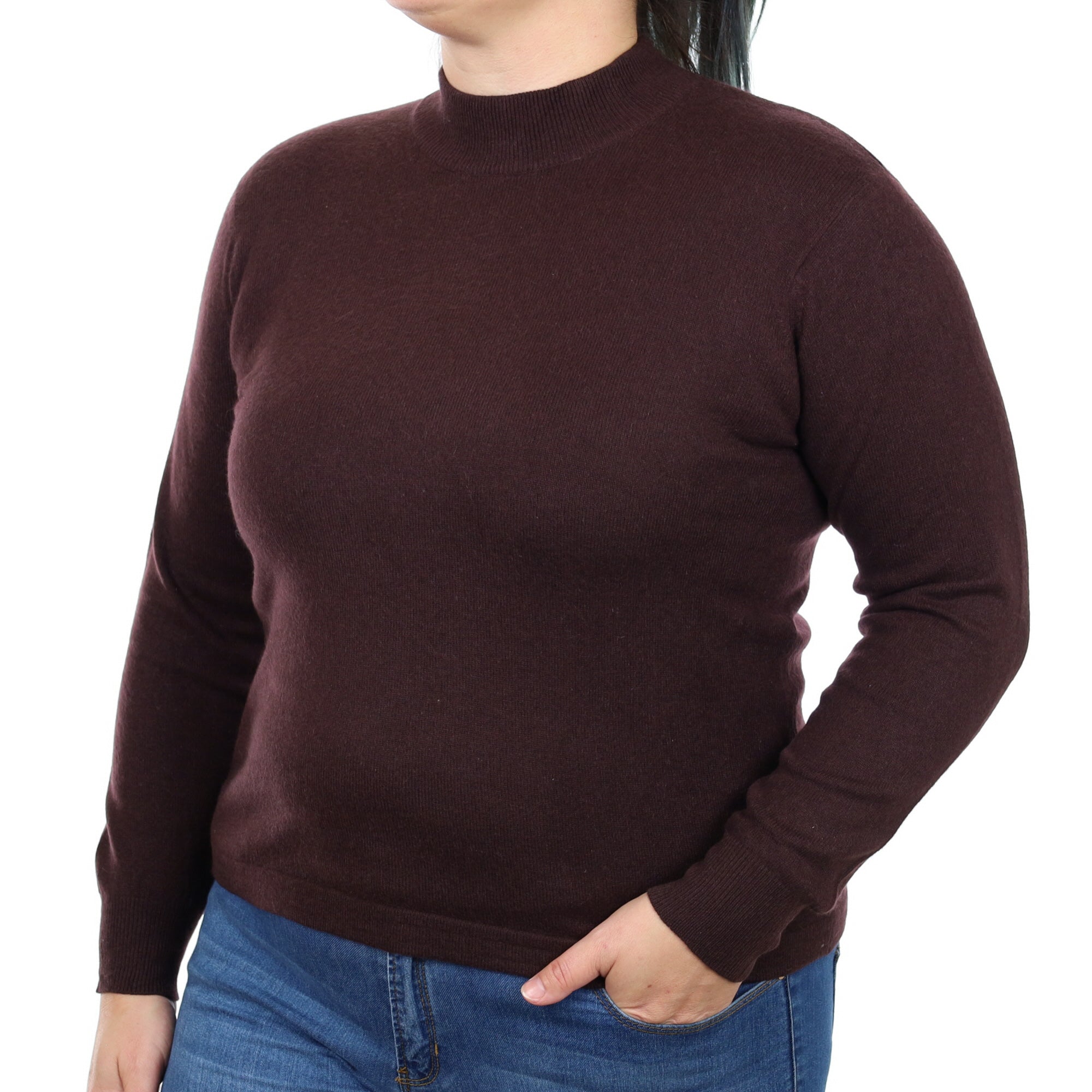 Aubergine Purple Cashmere Turtle Neck Jumper Large