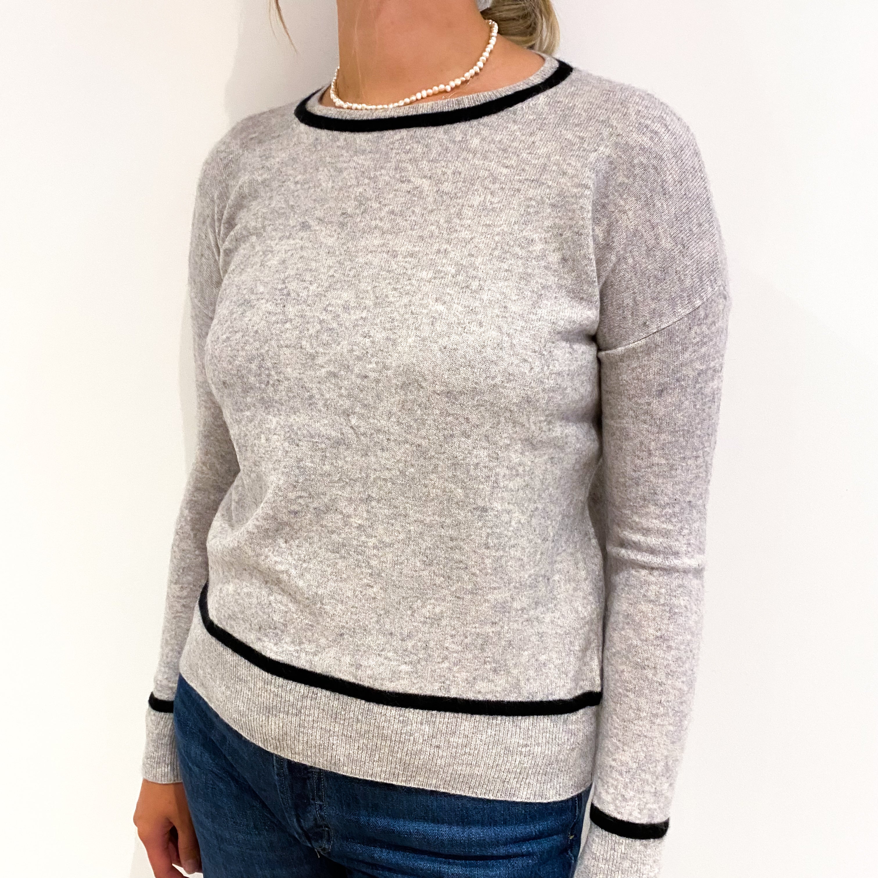Smoke Grey Cashmere Crew Neck Jumper Small