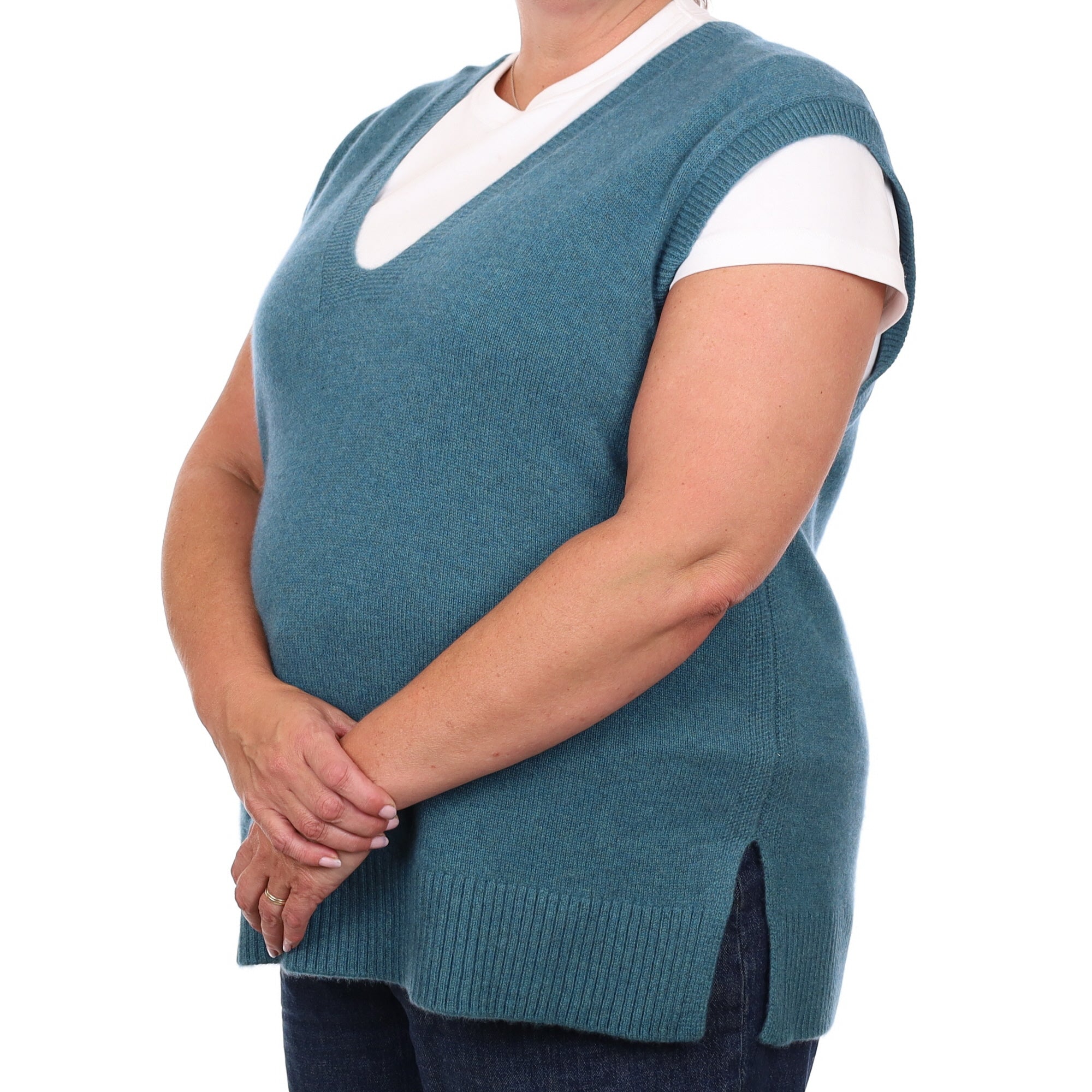 Brand New Ocean Green Luxury Cashmere Tank Top Extra Large UK 20-22