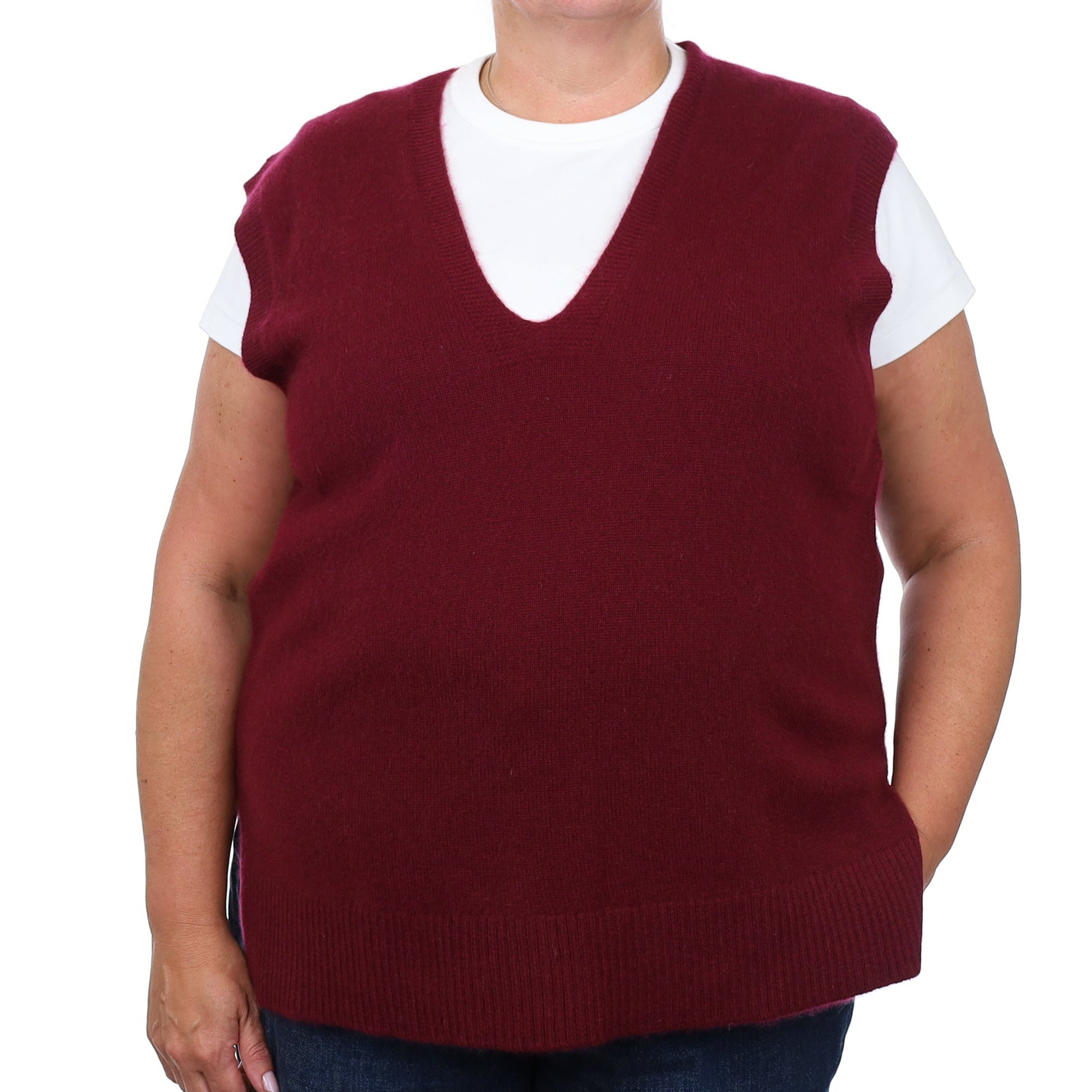 Brand New Rich Wine Luxury Cashmere Tank Top Extra Large UK 20-22