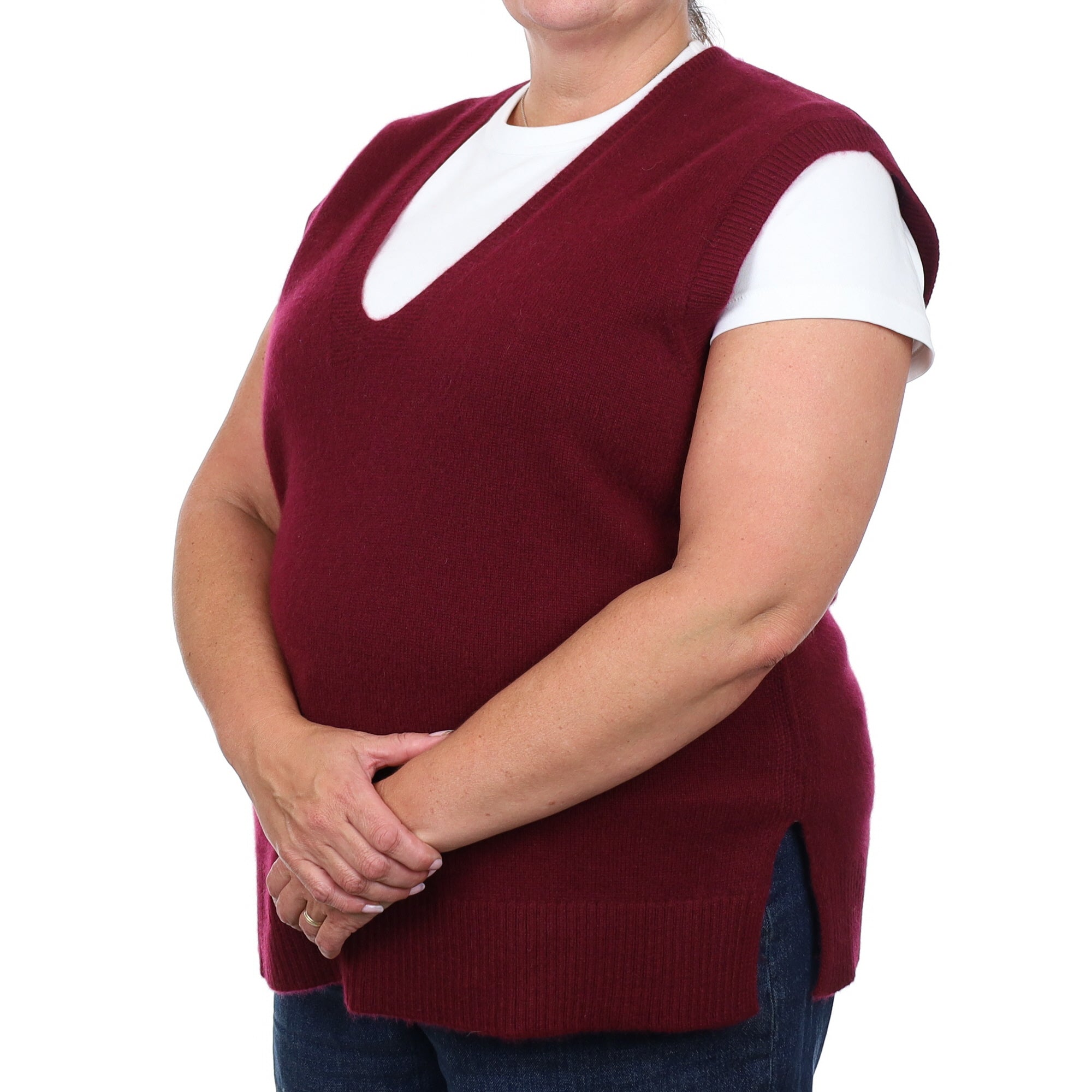 Brand New Rich Wine Luxury Cashmere Tank Top Extra Large UK 20-22