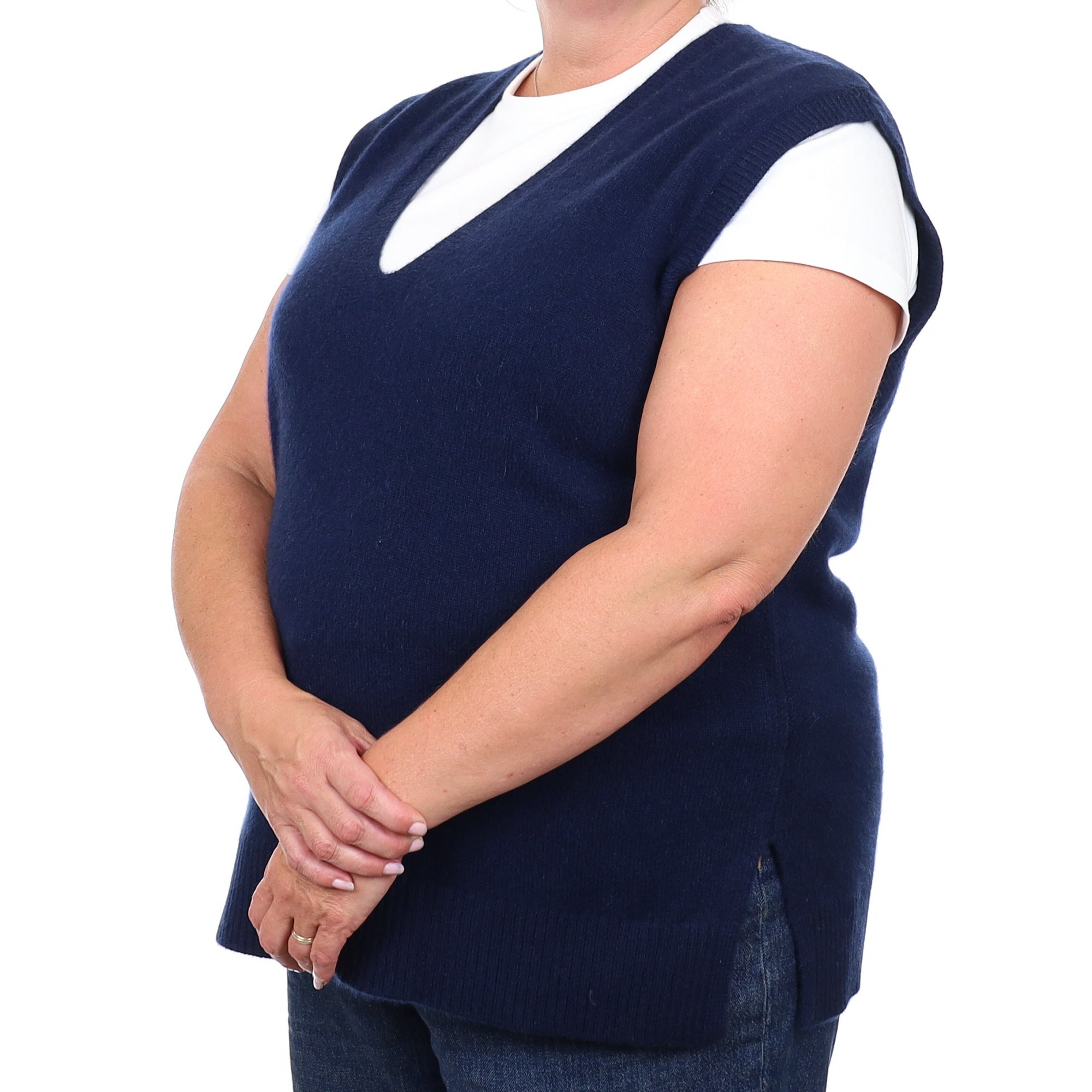 Brand New Navy Luxury Cashmere Tank Top Extra Large UK 20-22