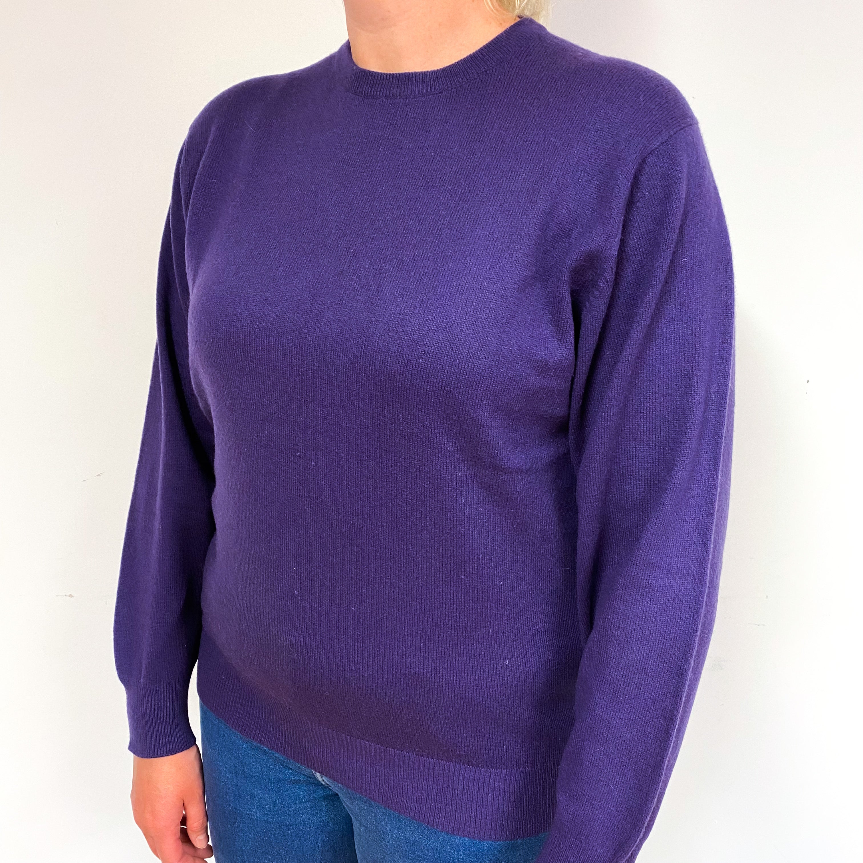 Pansy Purple Cashmere Crew Neck Jumper Large
