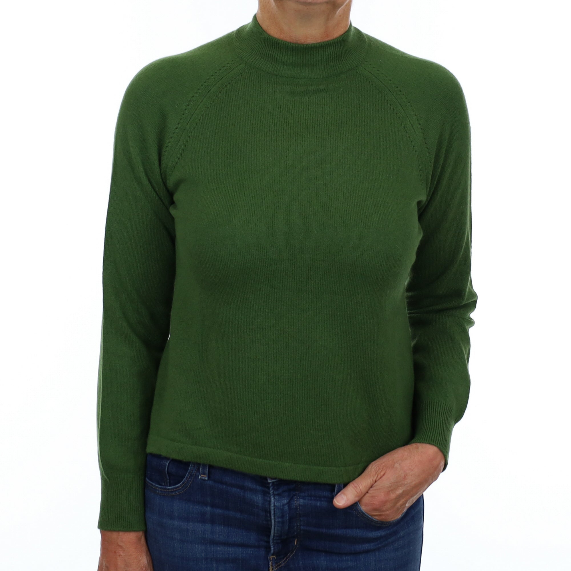 Fern Green Cashmere Turtle Neck Jumper Medium