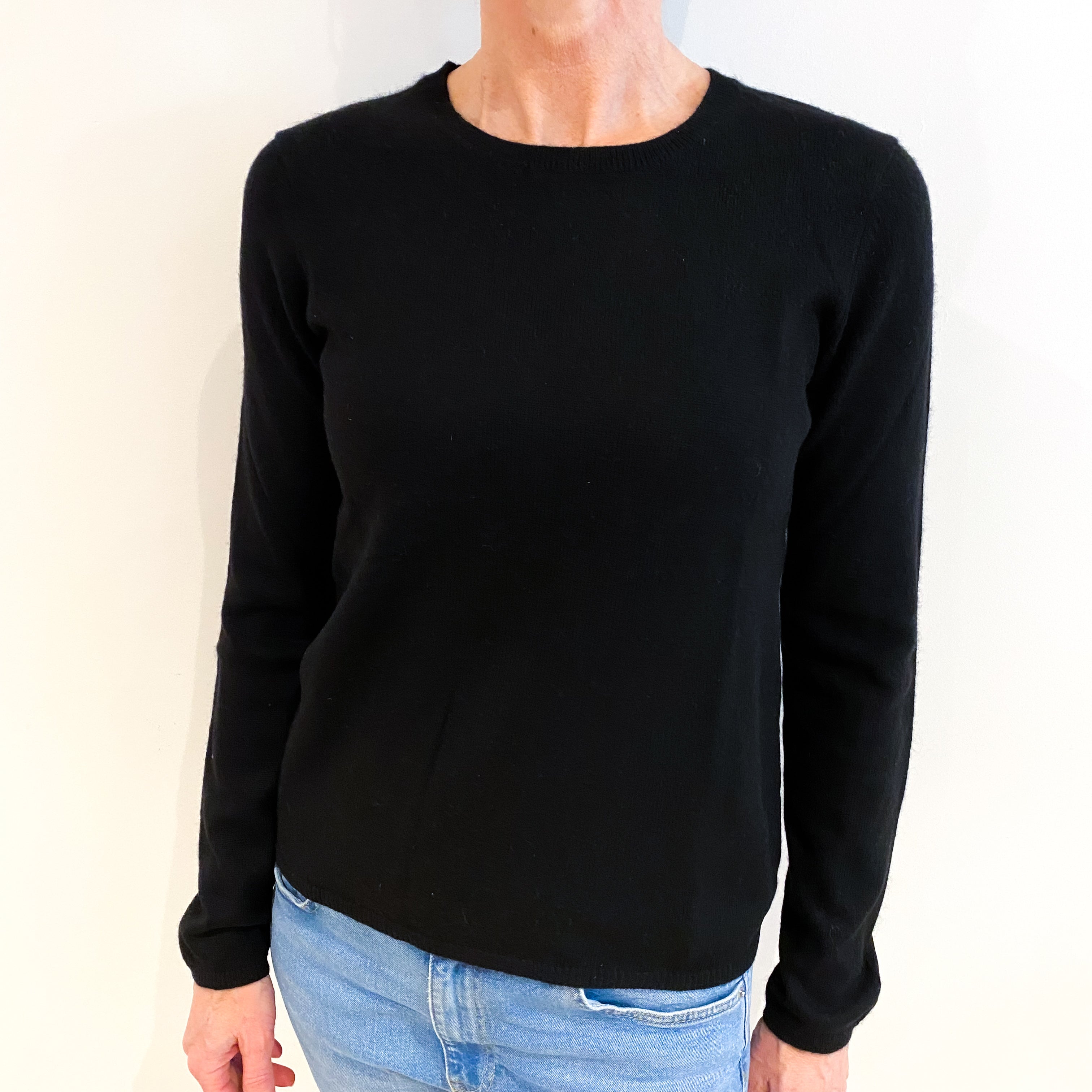 Black Cashmere Crew Neck Jumper Small