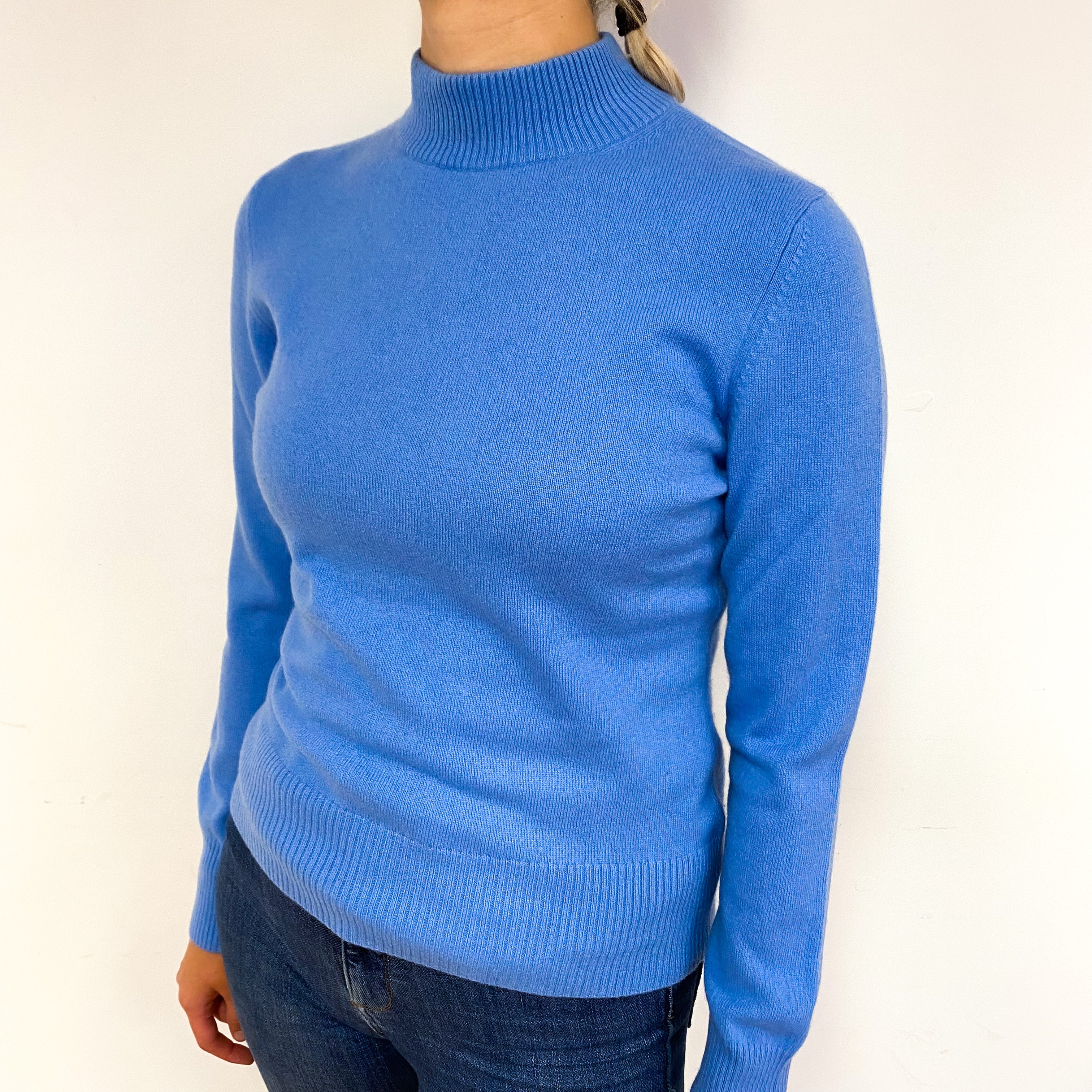 Sky Blue Cashmere Turtle Neck Jumper Small