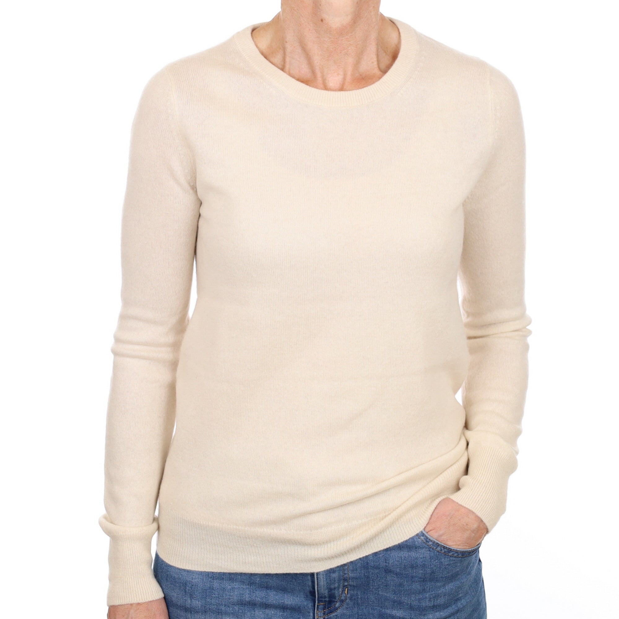 Soft Cream Cashmere Crew Neck Jumper Small