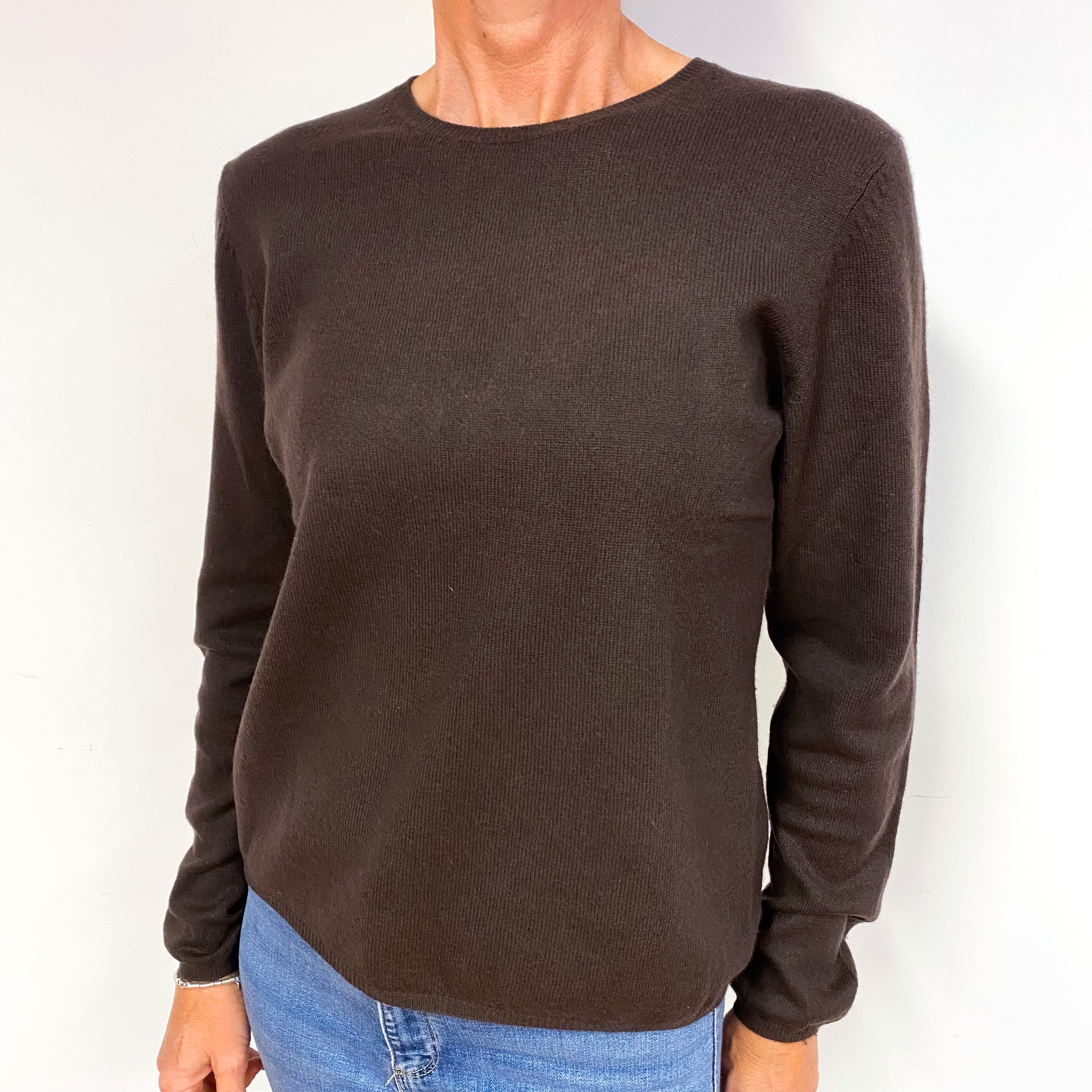 Peppercorn Brown Cashmere Crew Neck Jumper Medium