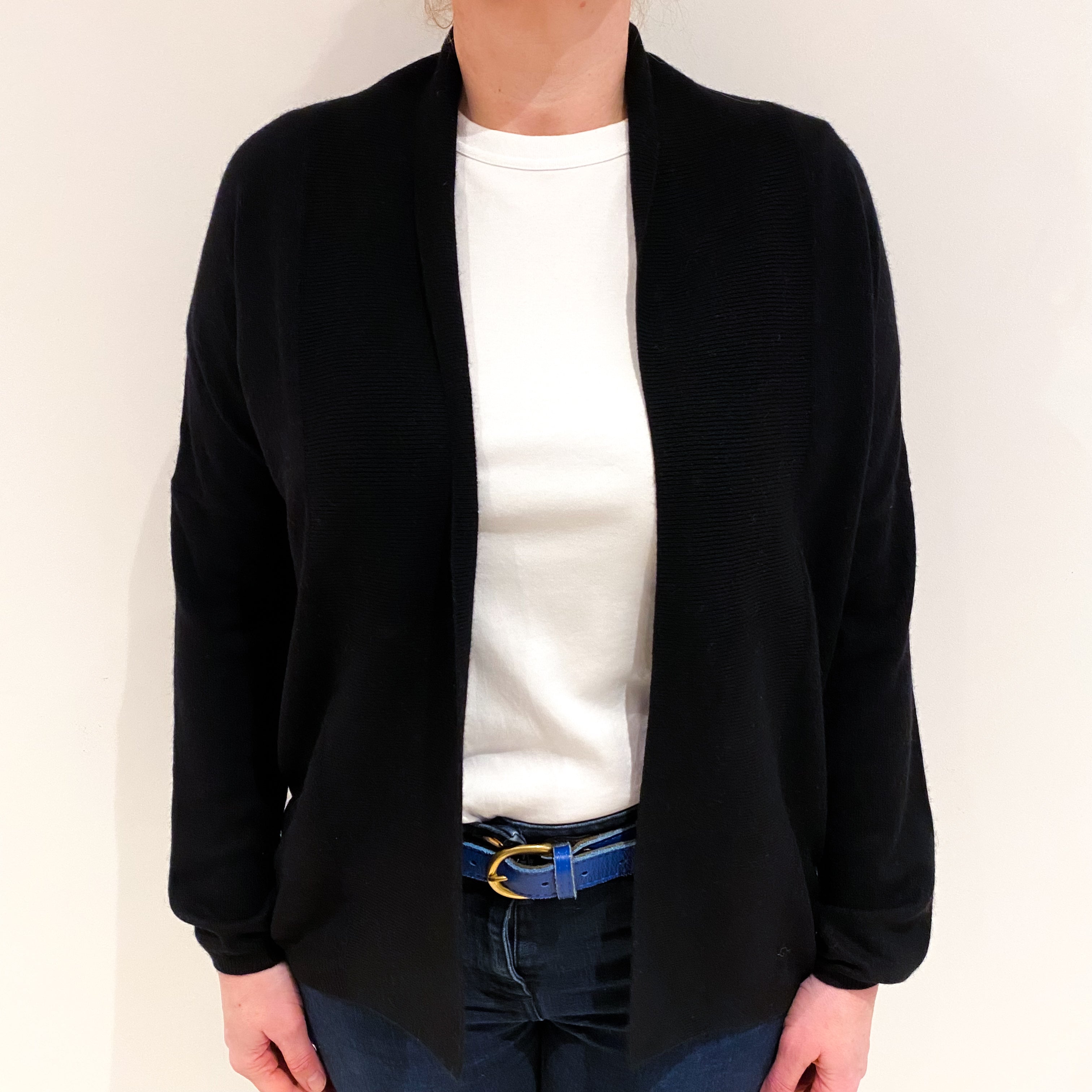 Black Cashmere Edge to Edge Cardigan Large