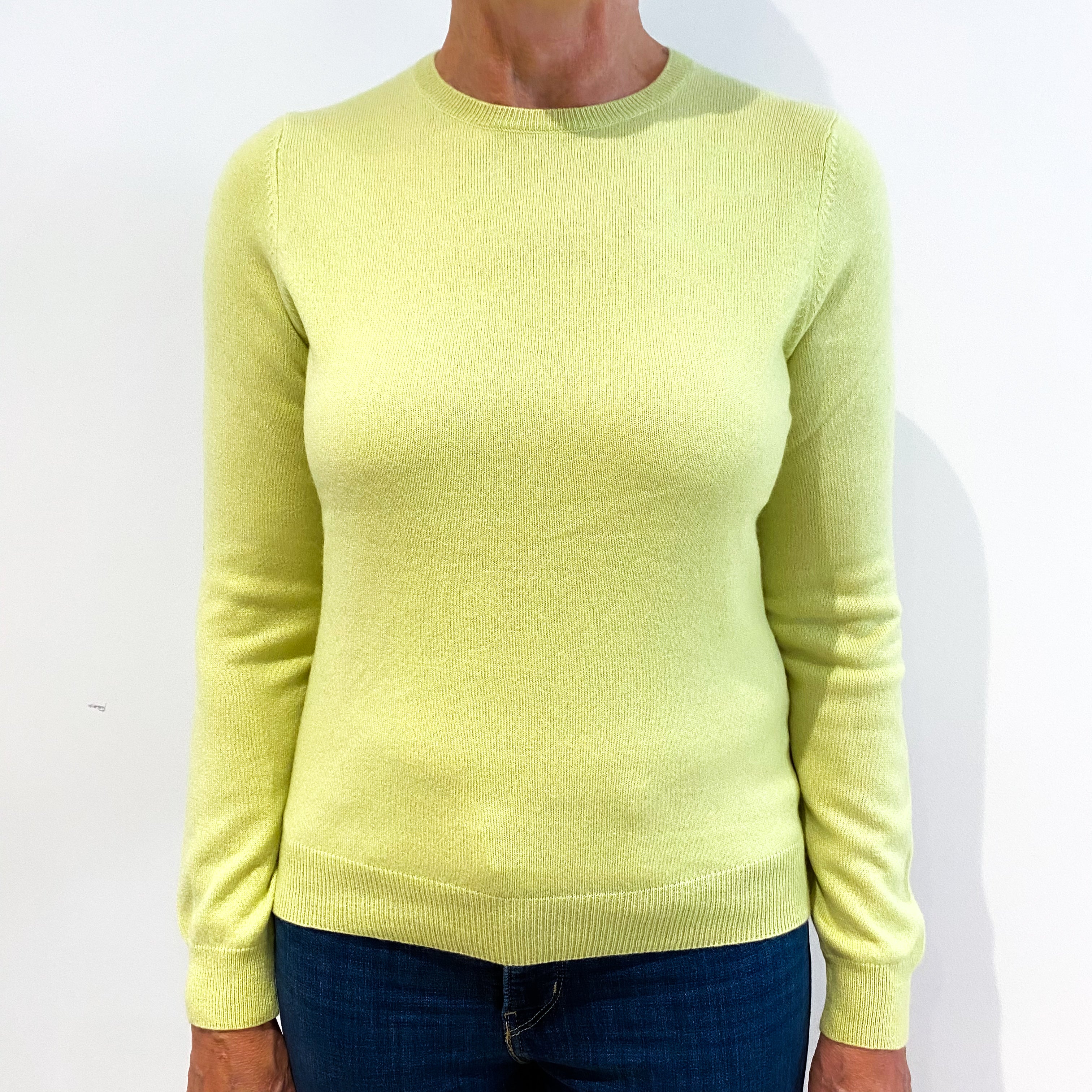 Lime Green Cashmere Crew Neck Jumper Medium