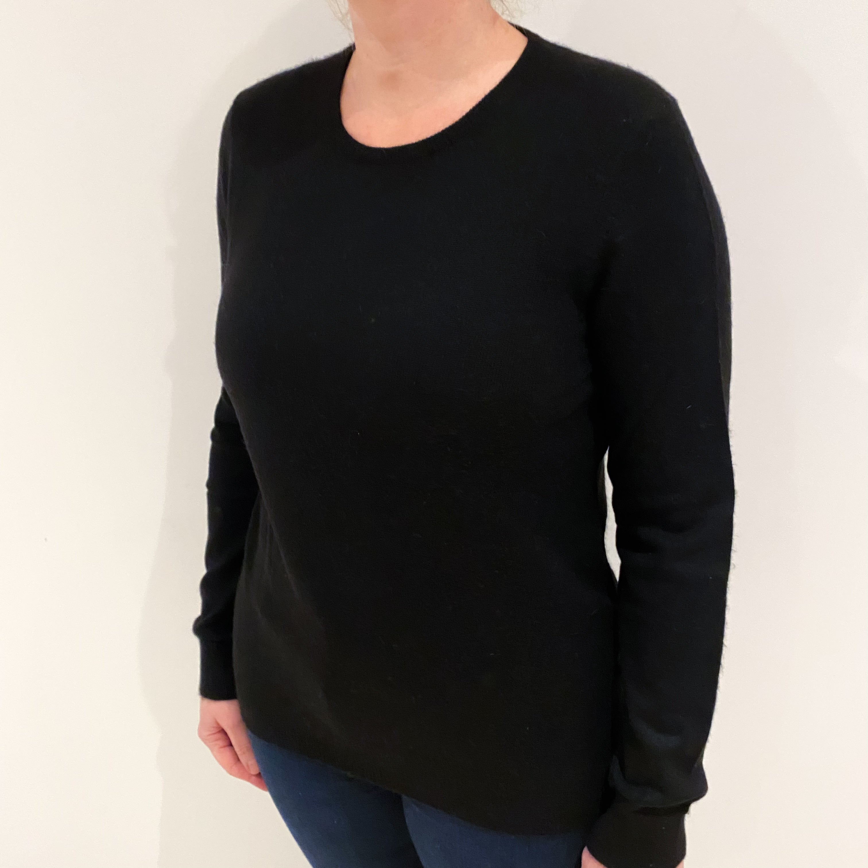 Black Cashmere Crew Neck Jumper Large