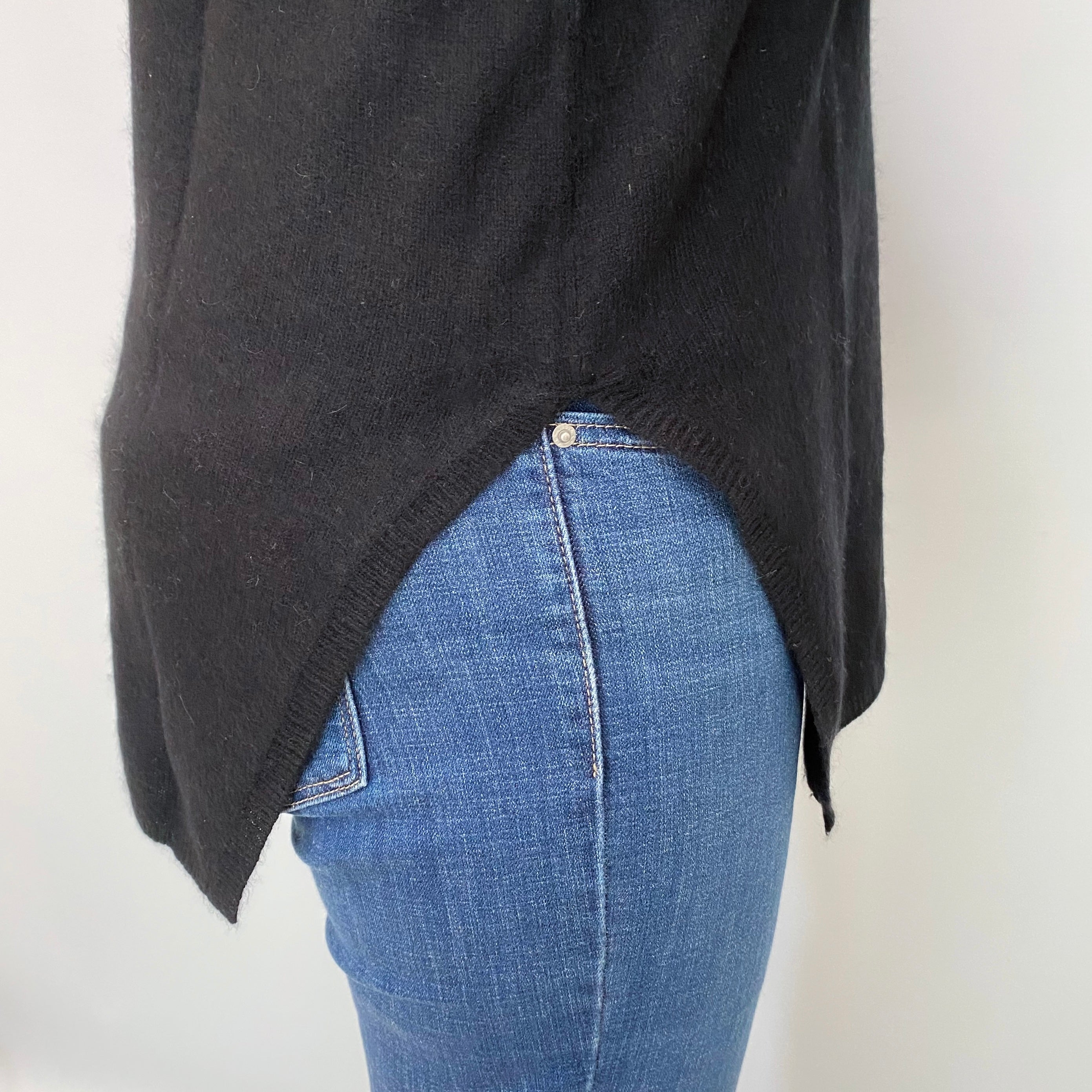 Black Cashmere V Neck Jumper Medium