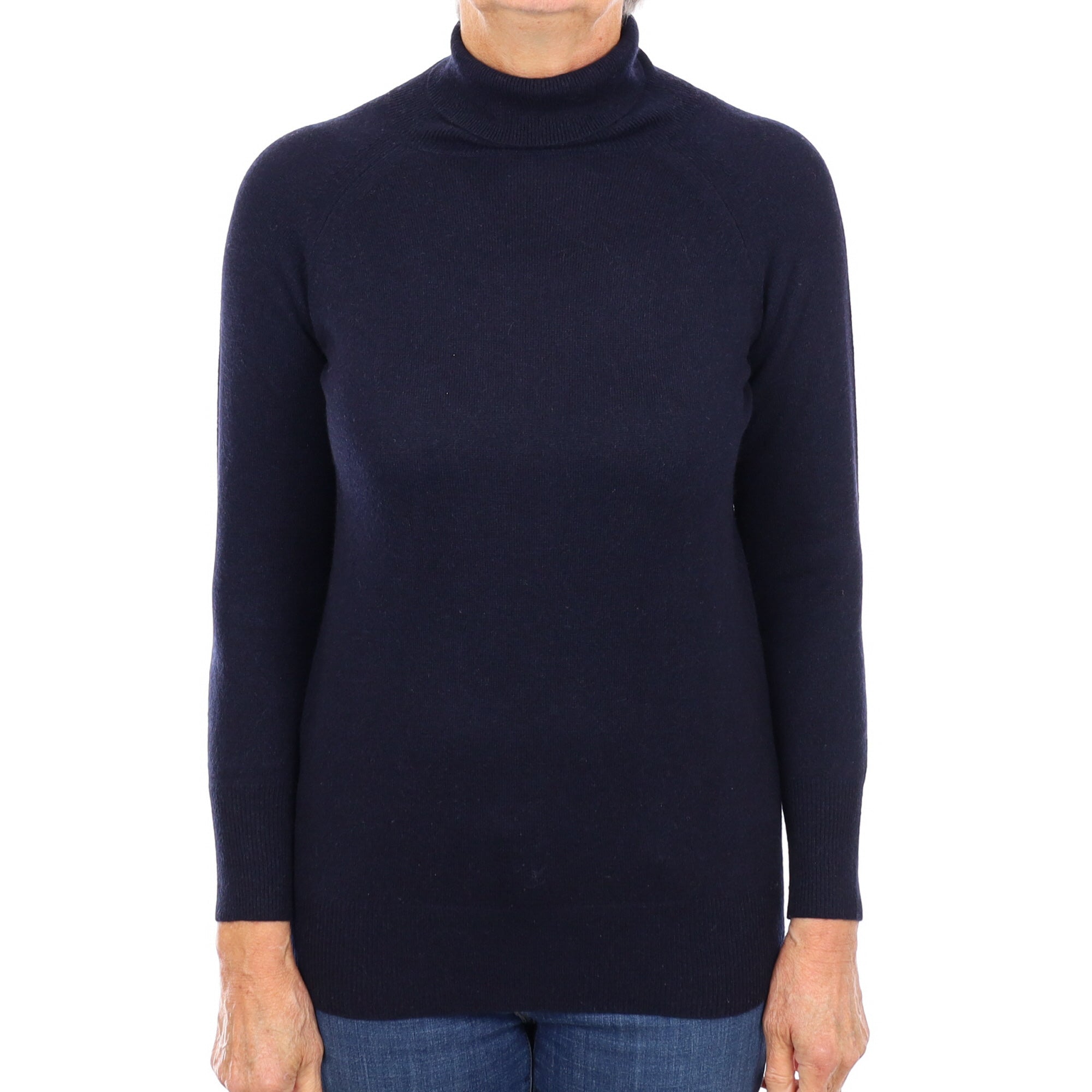 Navy Blue Cashmere Polo Neck Jumper Medium