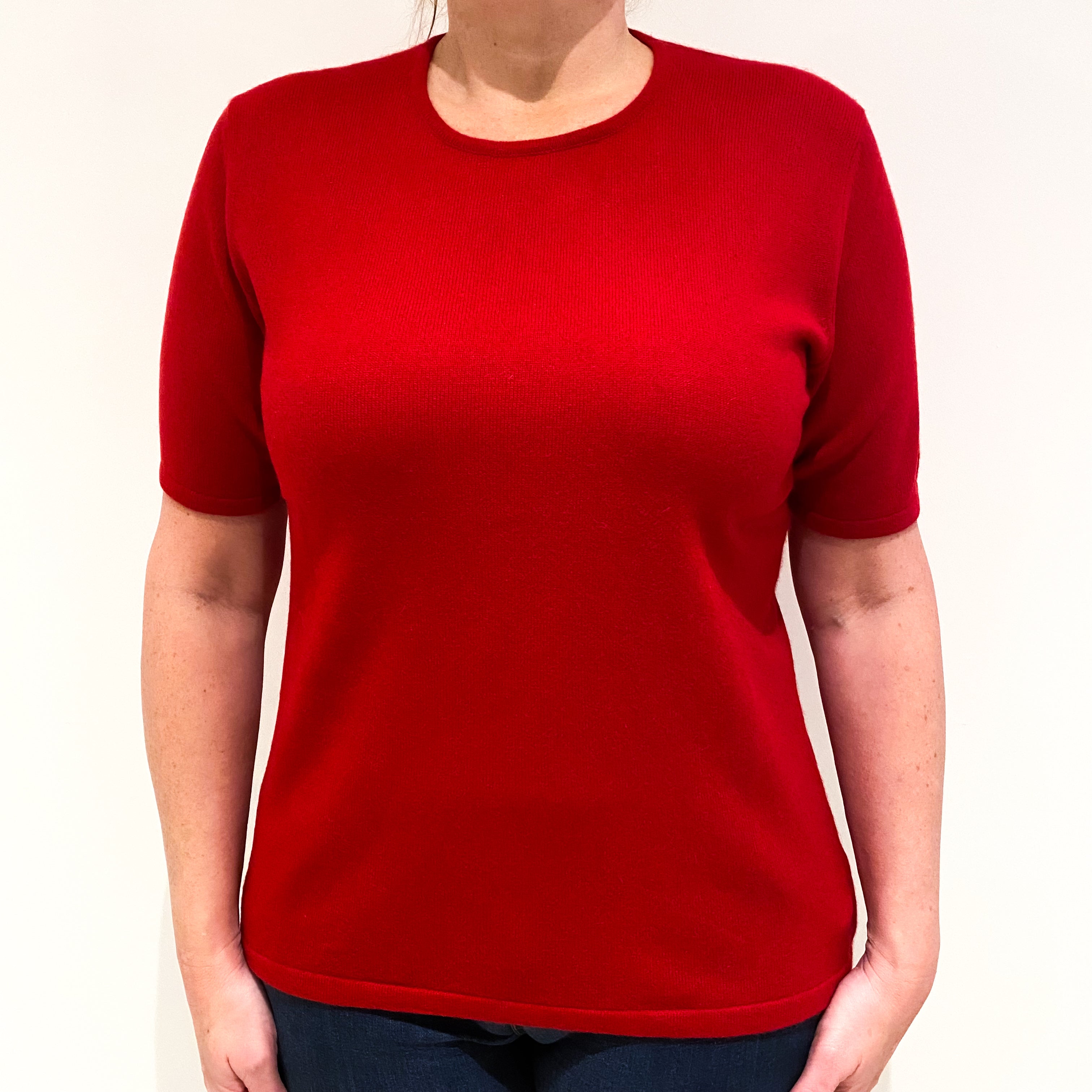 Post Box Red Short Sleeved Crew Neck Jumper Large