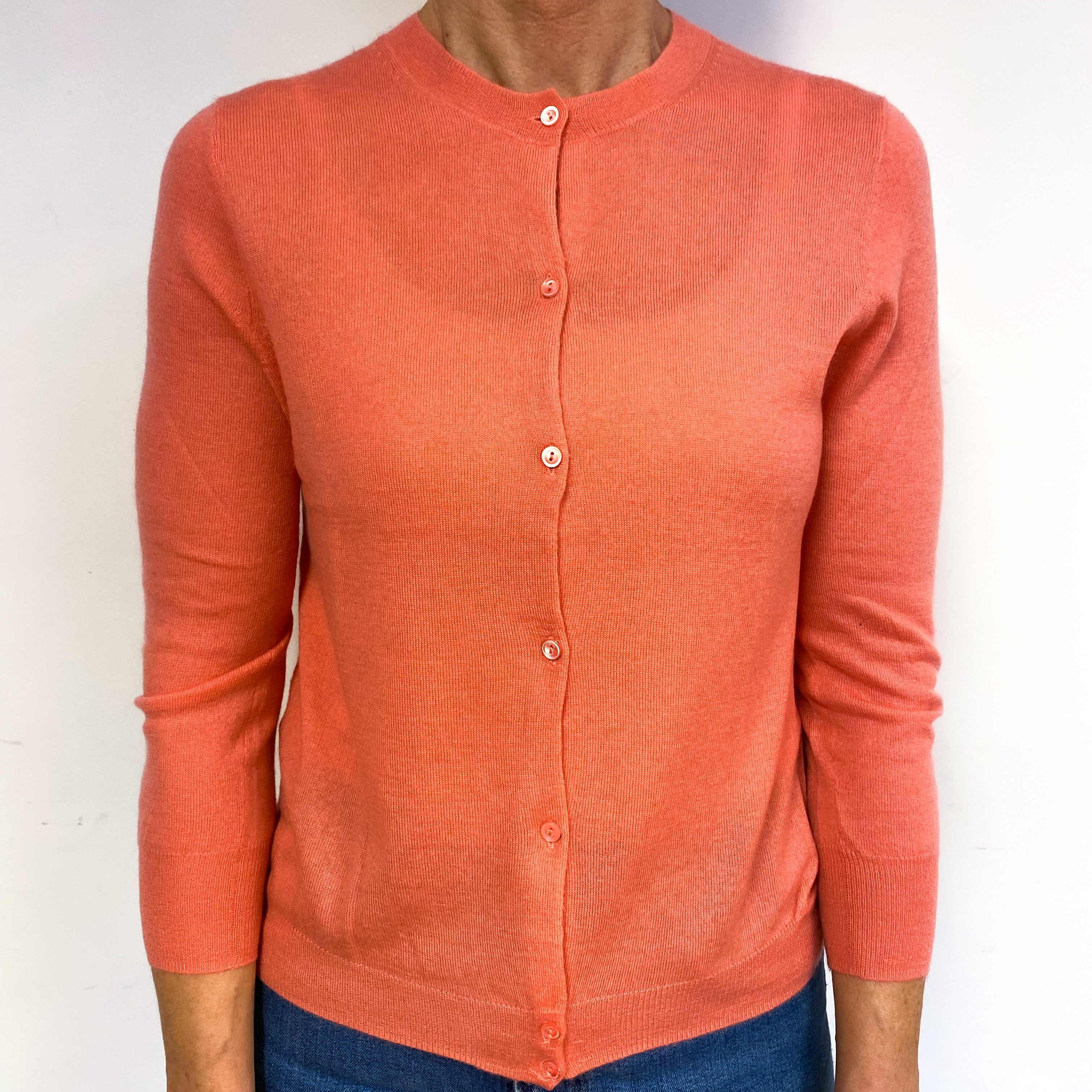 Coral Pink Cashmere Cardigan Medium