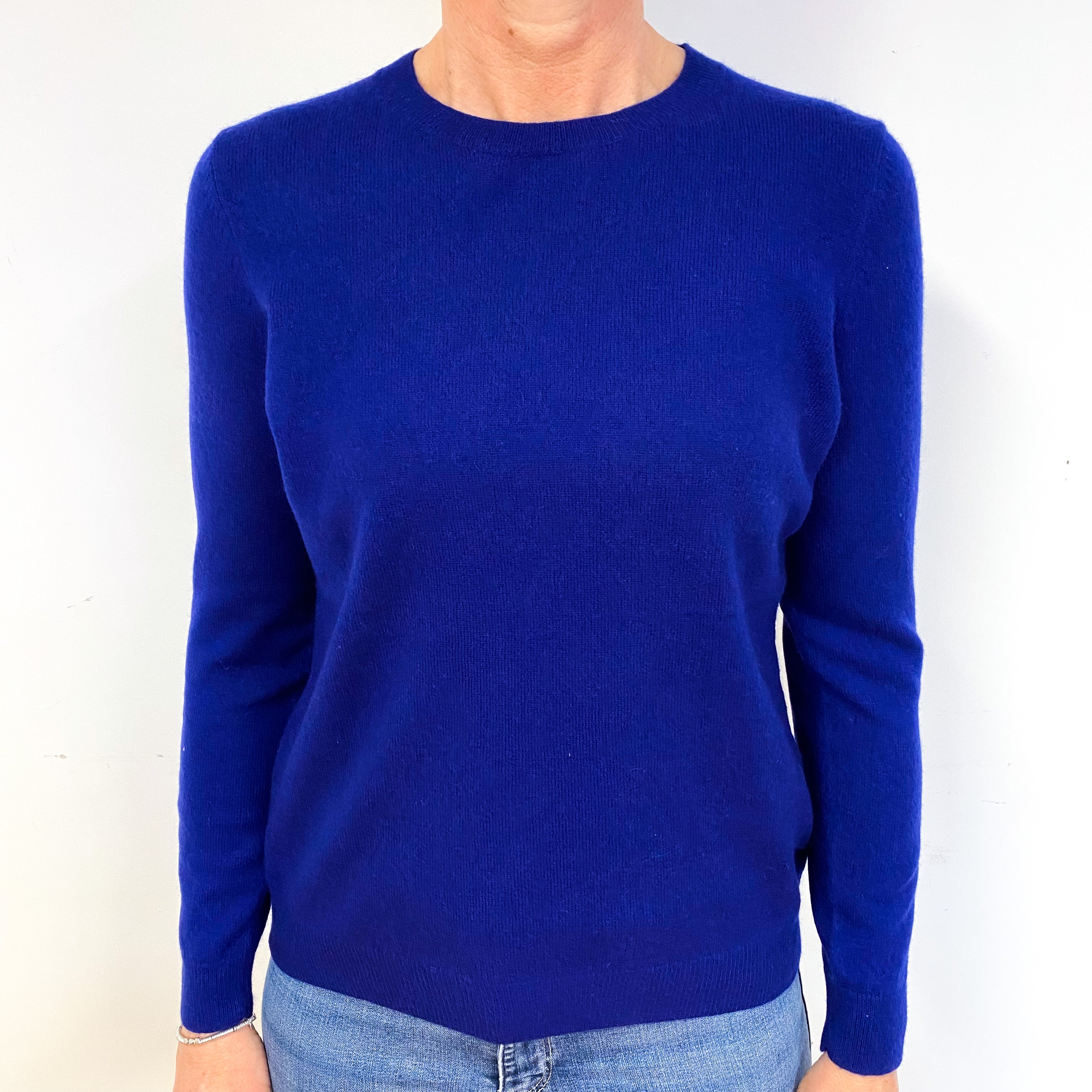 Royal Blue Cashmere Crew Neck Jumper Medium Petite