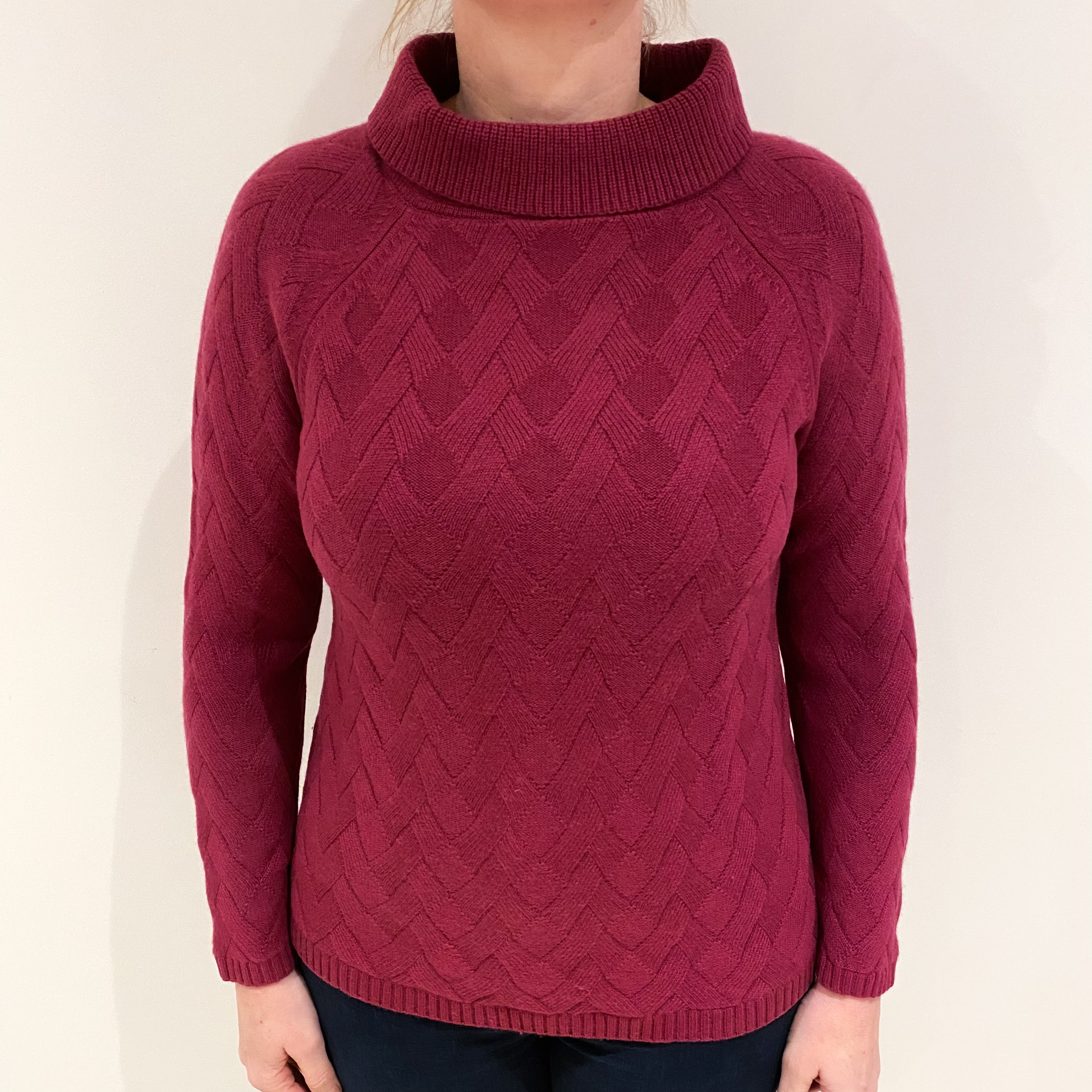 Deep Heather Purple Cashmere Boat Neck Jumper Large