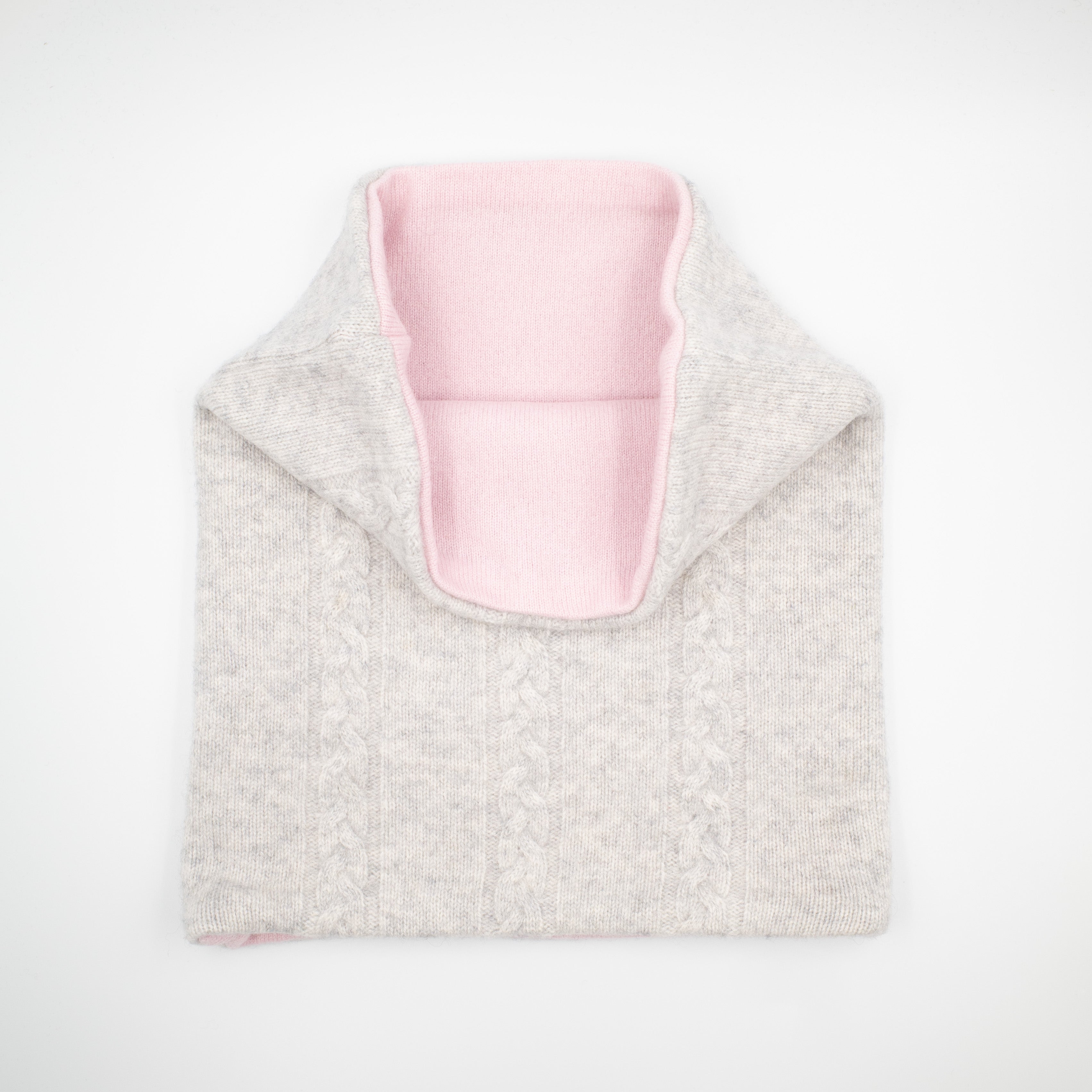 Mist Grey and Pale Pink Luxury Double Layered Snood