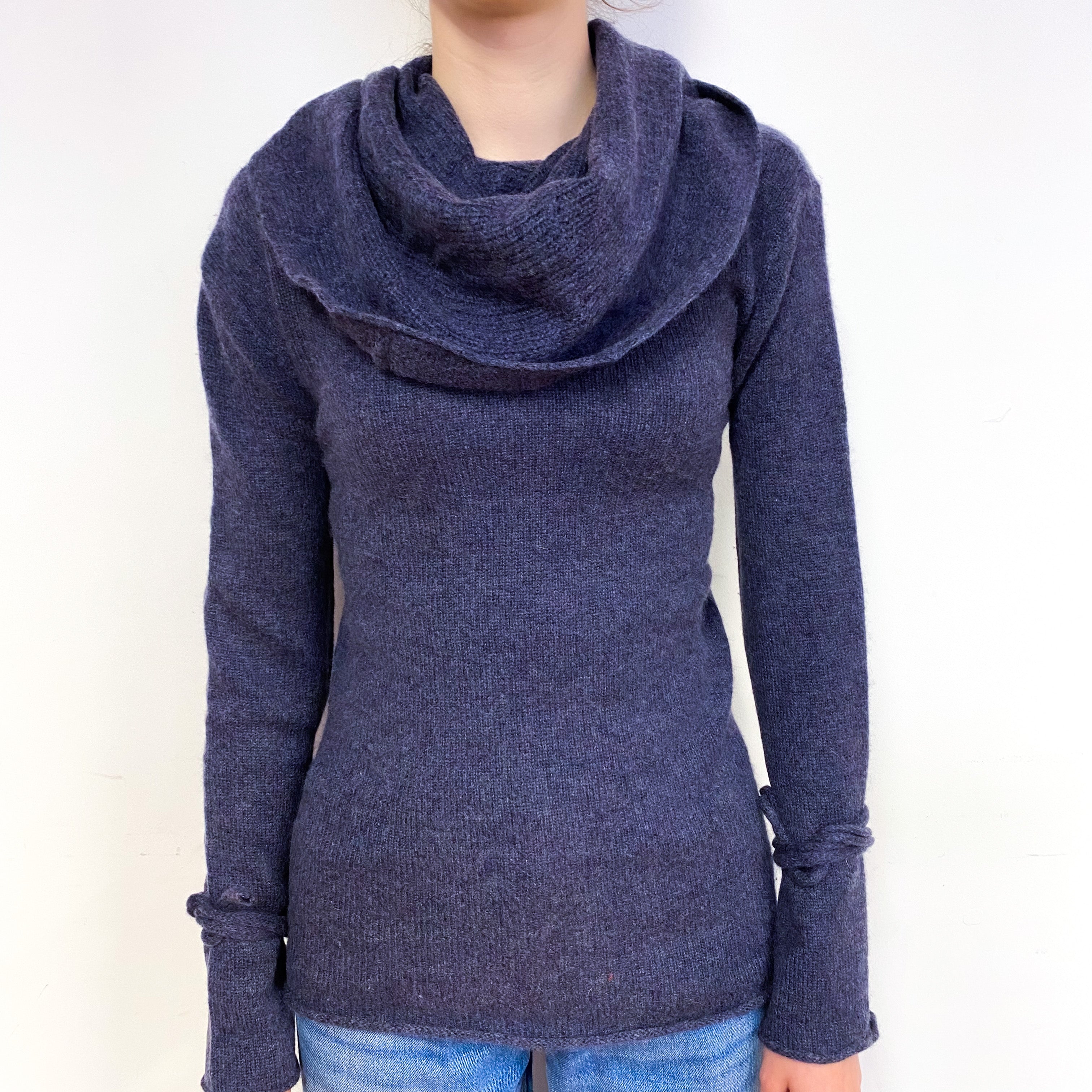 Slate Purple Cashmere Cowl Neck Jumper Extra Small