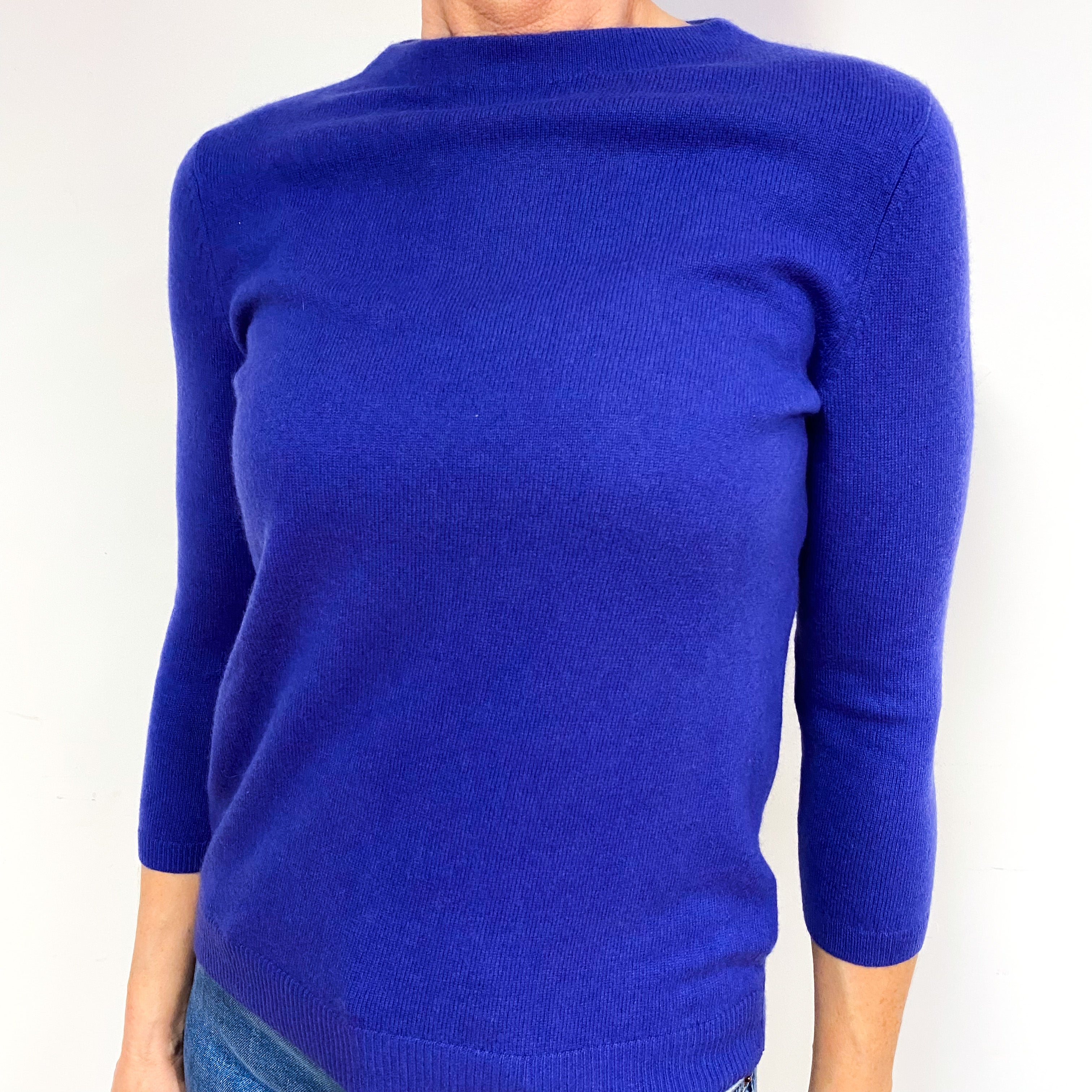 Cobalt Blue Cashmere Crew Neck Jumper Medium