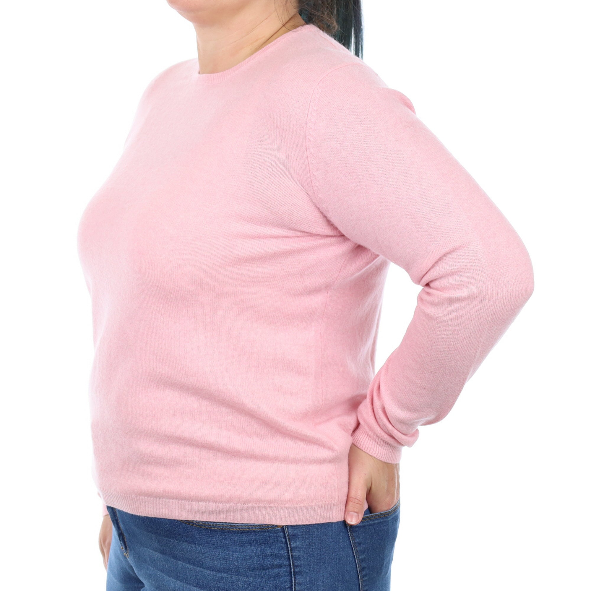 Carnation Pink Cashmere Crew Neck Jumper Large