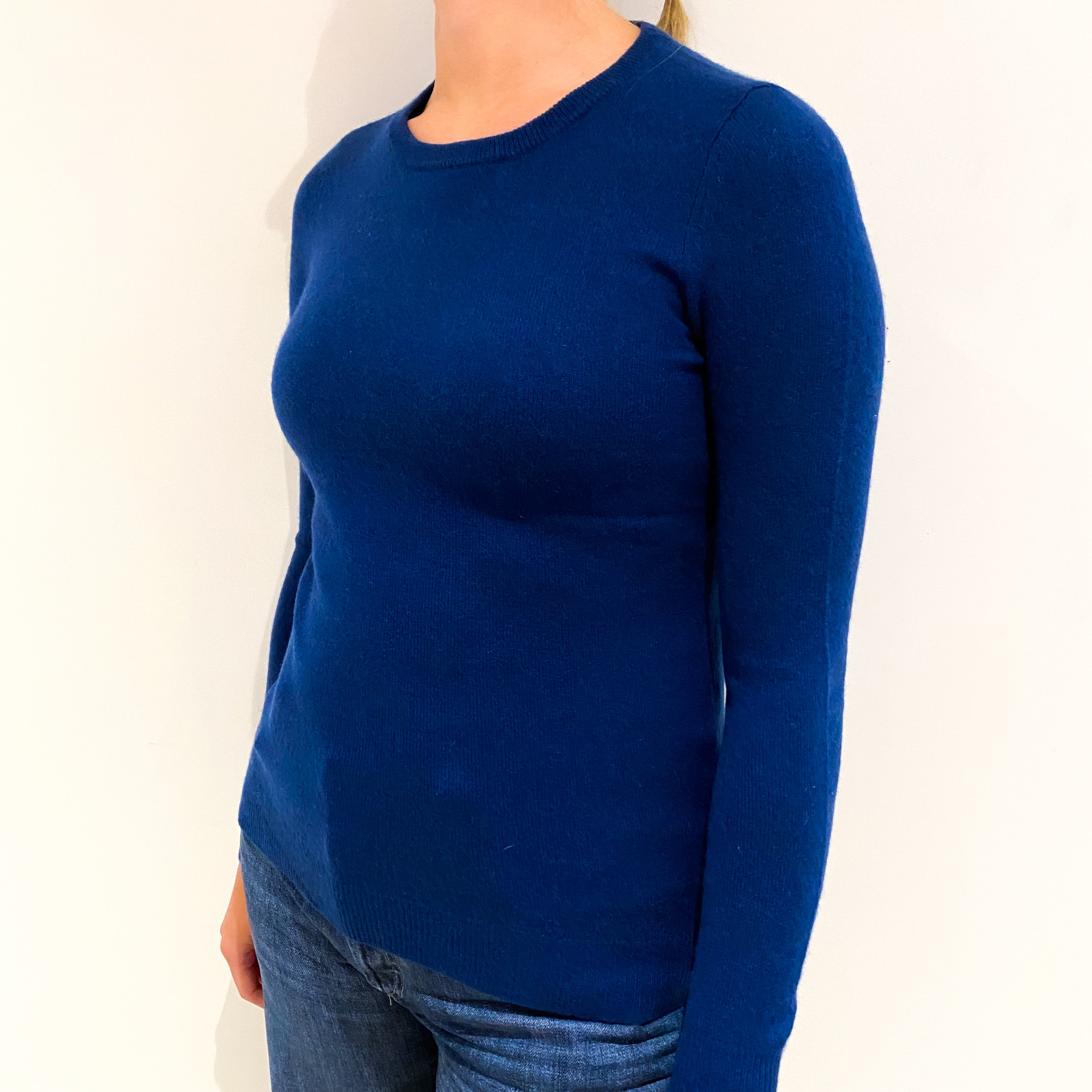 Prussian Blue Cashmere Crew Neck Jumper Small