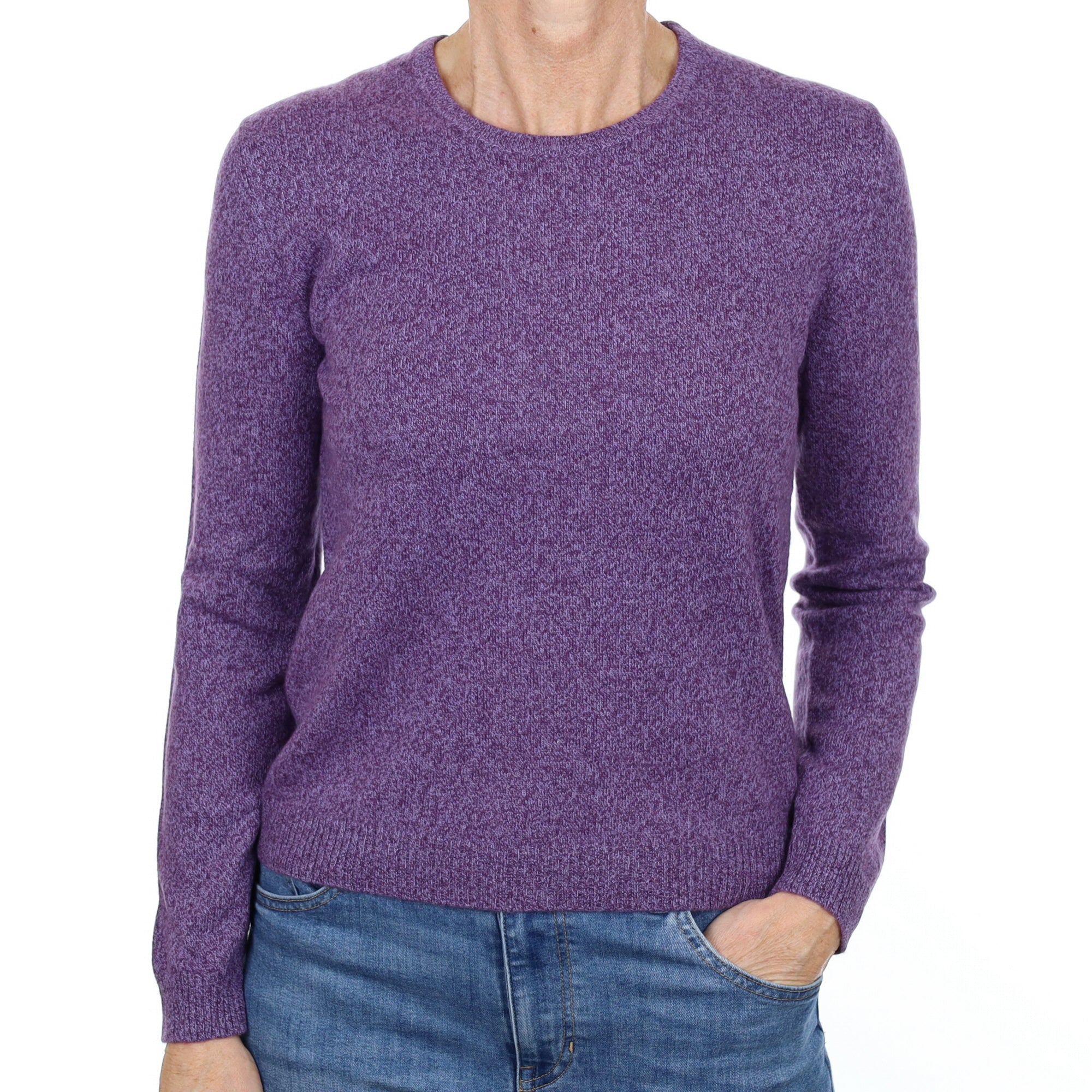 Purple Marl Cashmere Crew Neck Jumper Small