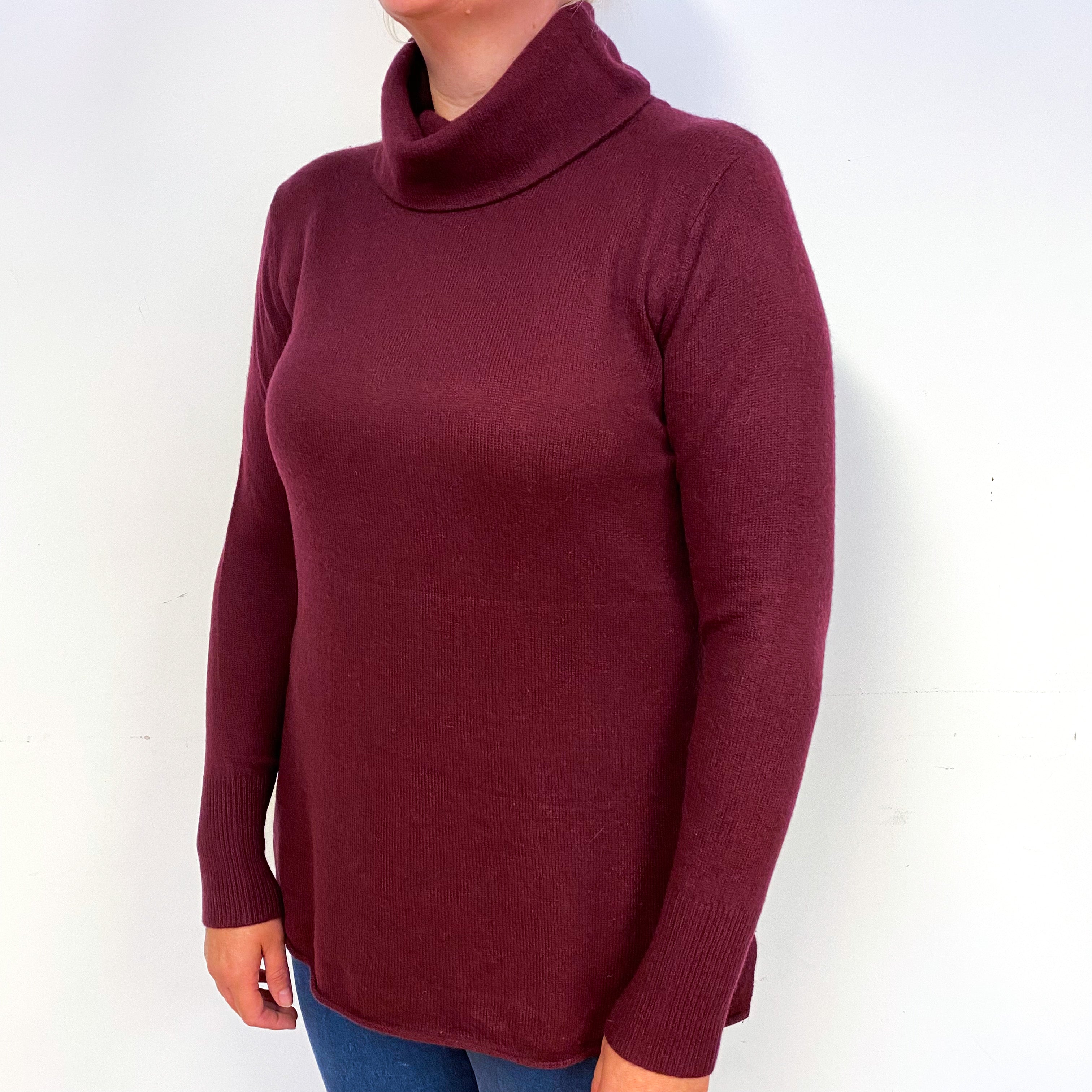 Mulberry Purple Cashmere Cowl Neck Jumper Large