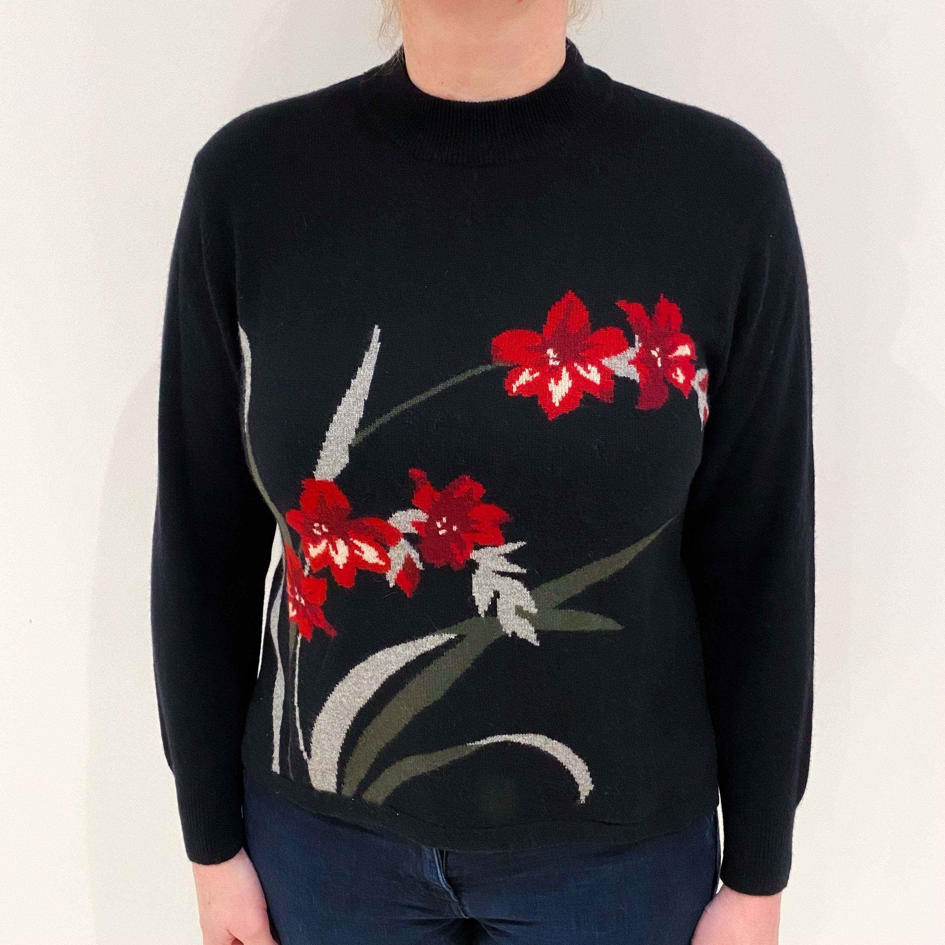 Black Cashmere Turtle Neck Jumper Large