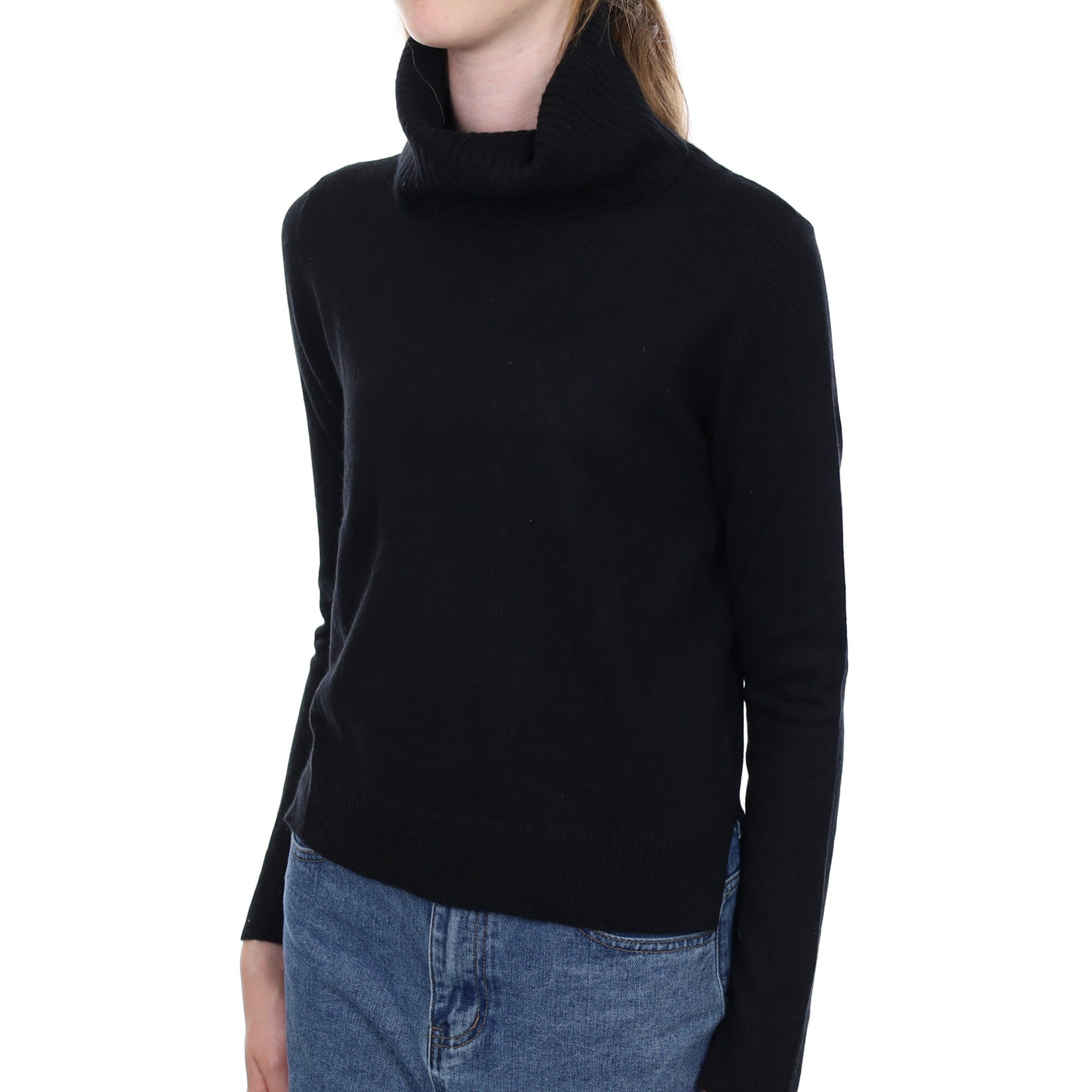 Black Cashmere Polo Neck Jumper Extra Small