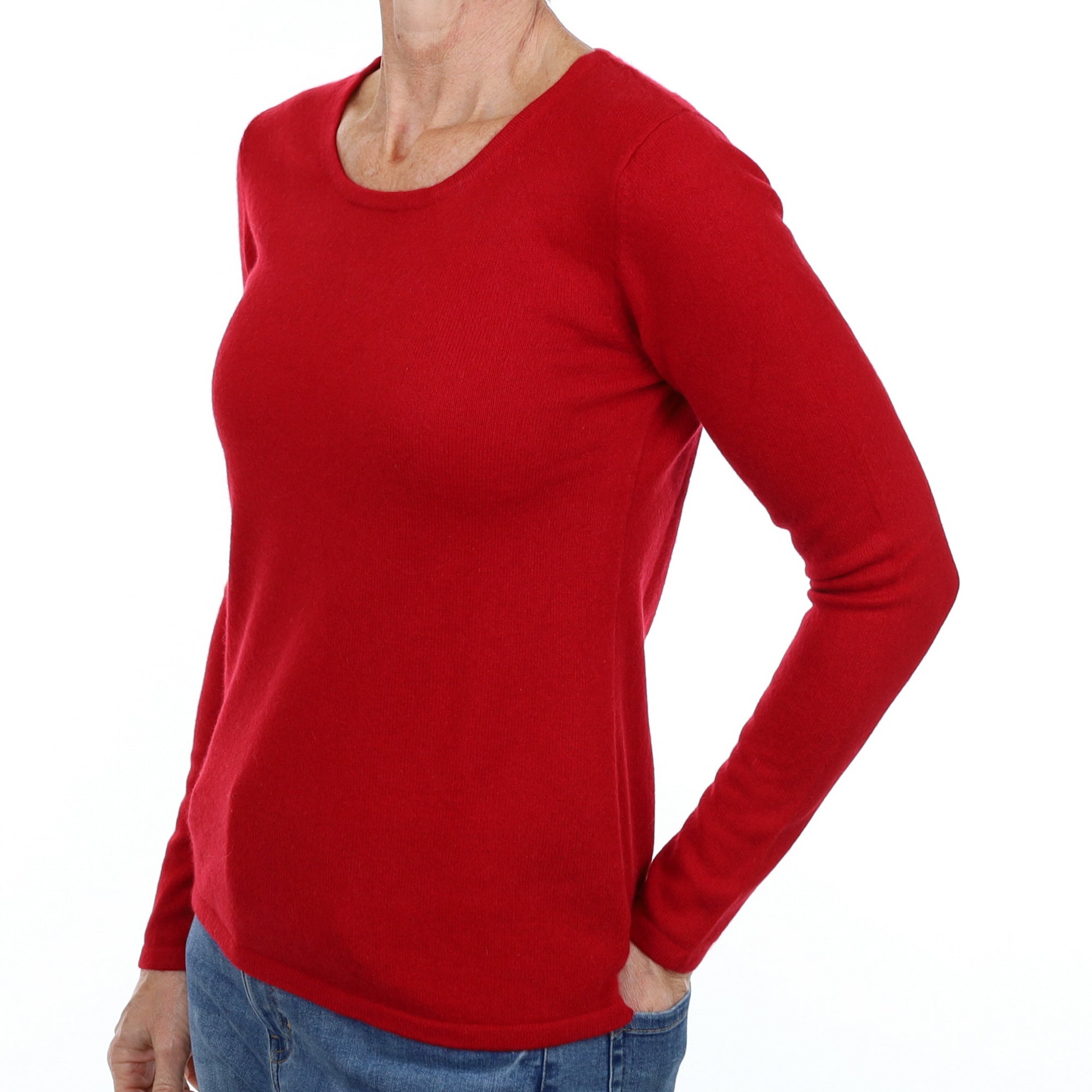 Post Box Red Cashmere Scoop Neck Jumper Small