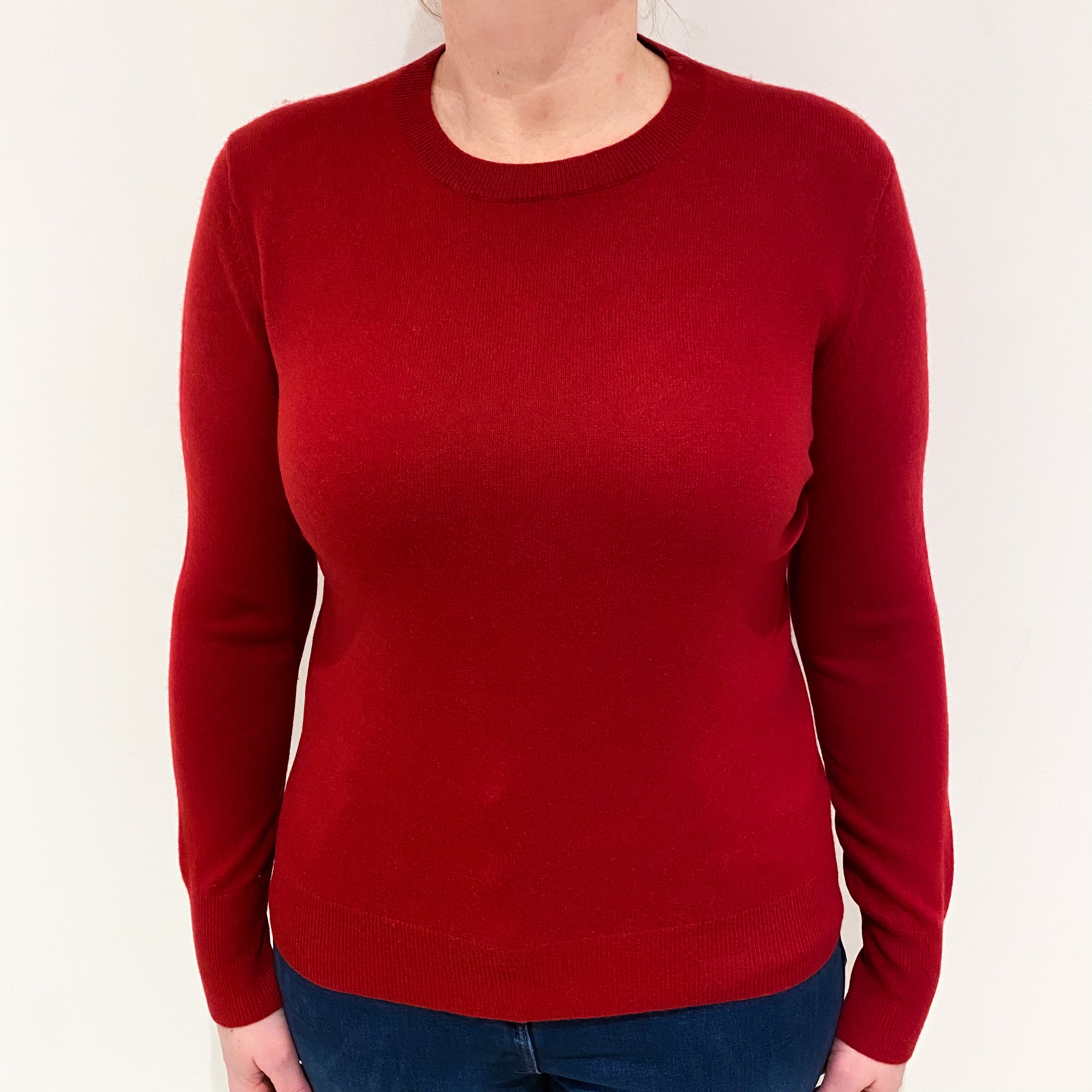 Crimson Red Cashmere Crew Neck Jumper Large