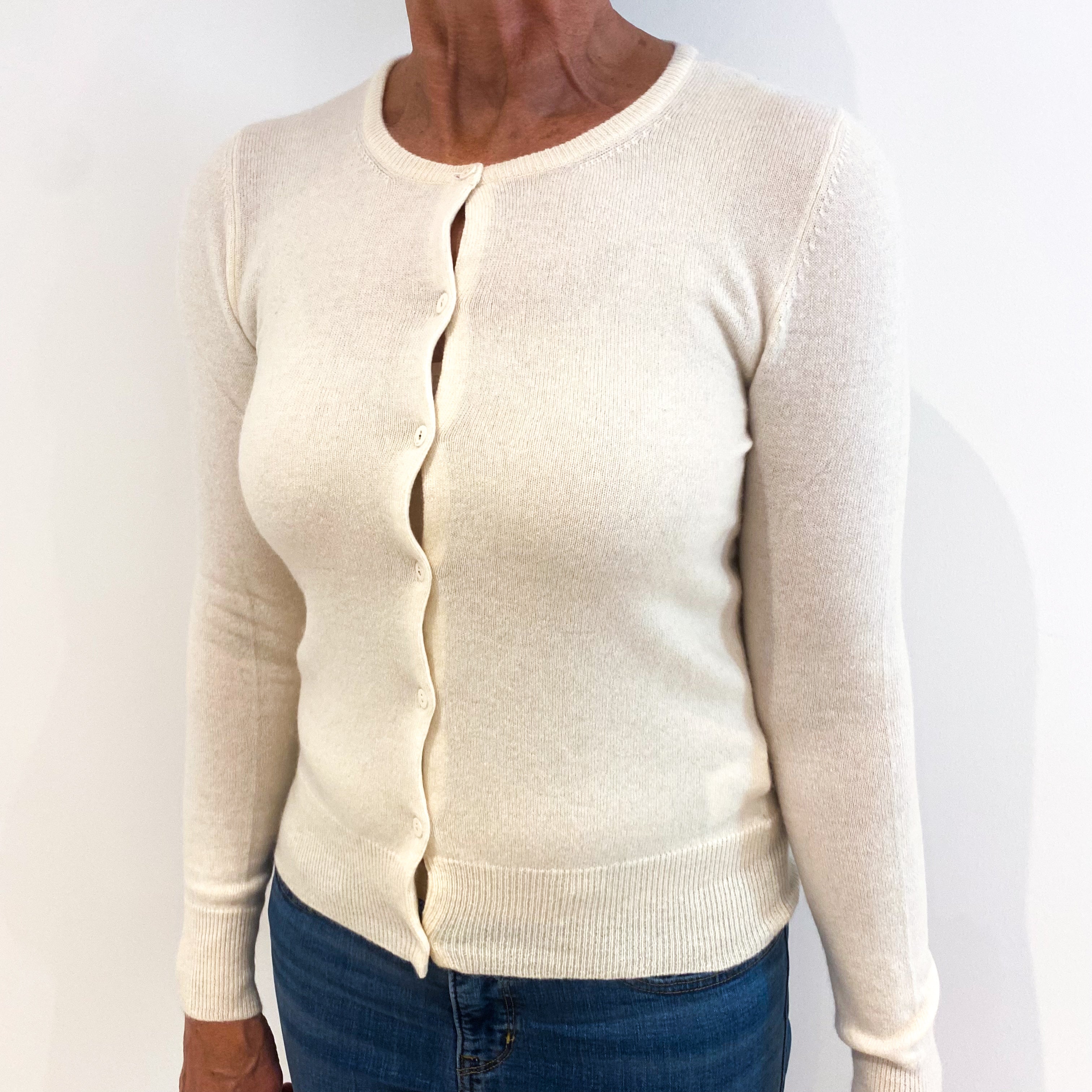Joseph Cream Cashmere Crew Neck Cardigan Medium
