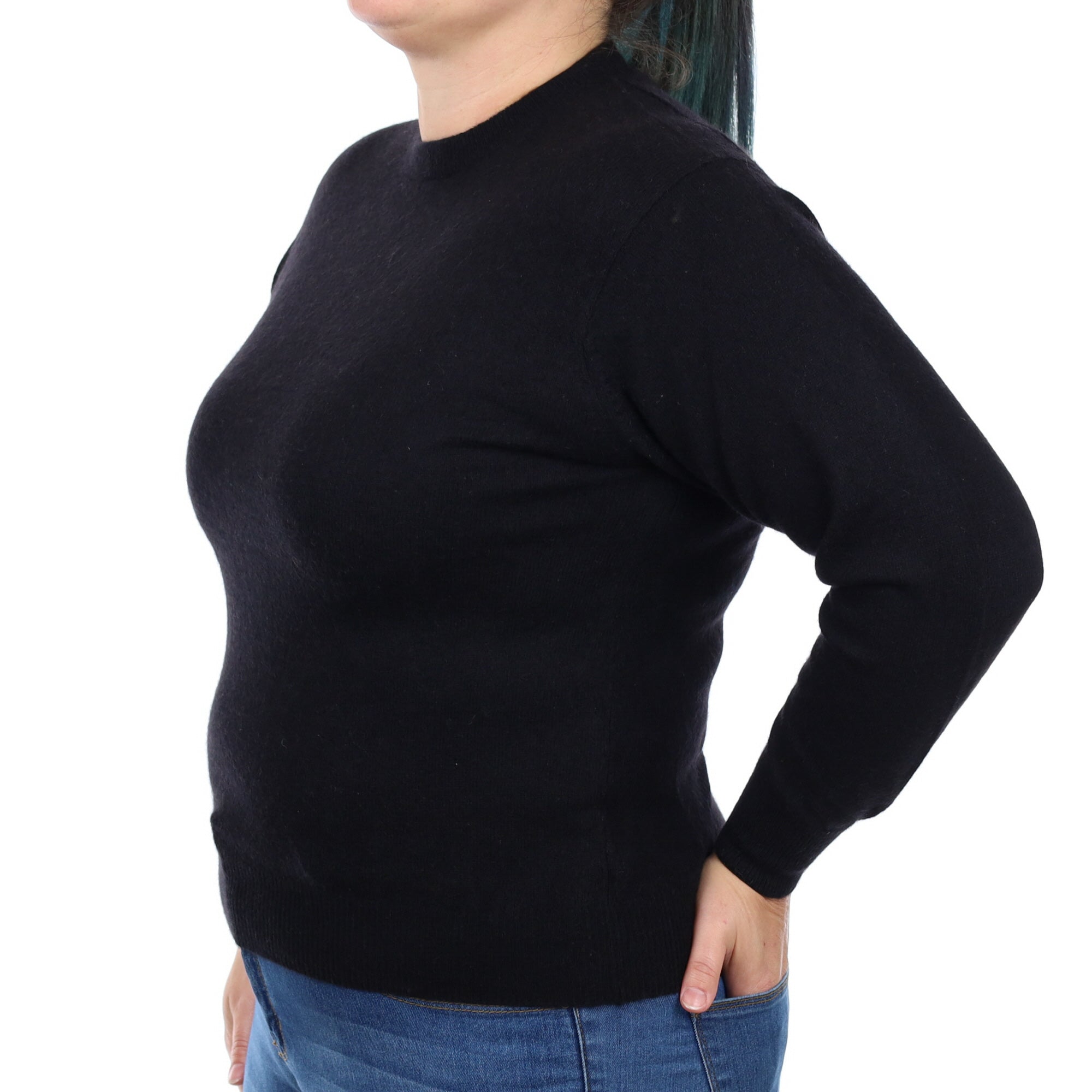 Black Cashmere Crew Neck Jumper Large
