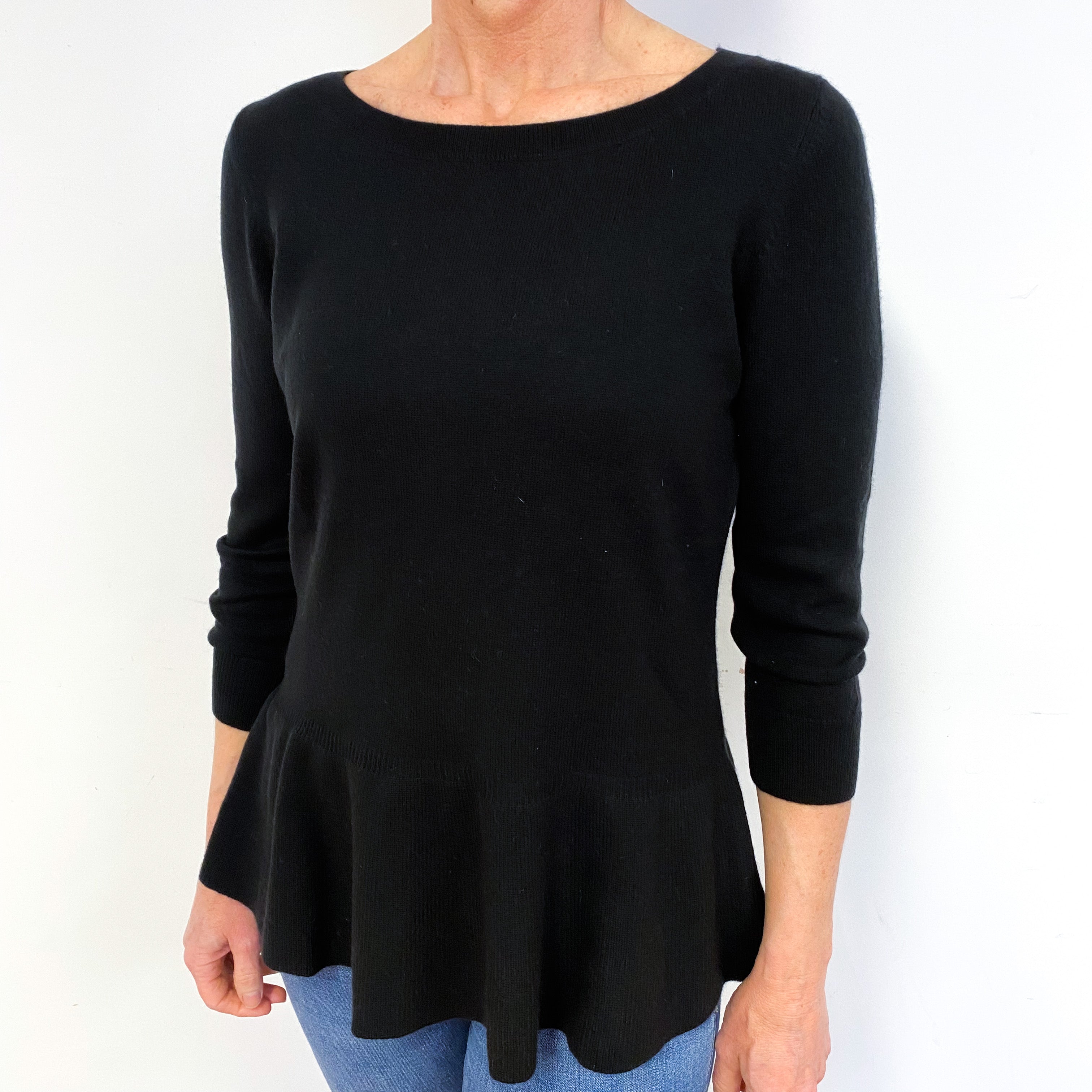 Black Cashmere Crew Neck Jumper Medium