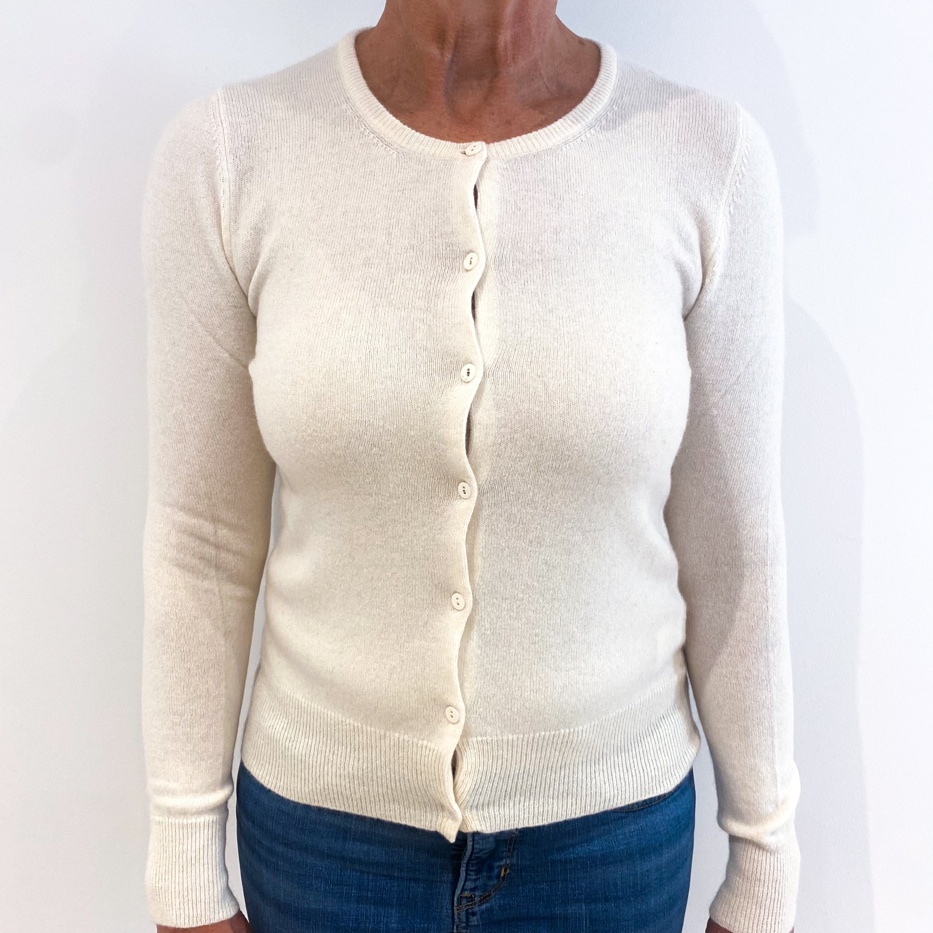 Joseph Cream Cashmere Crew Neck Cardigan Medium