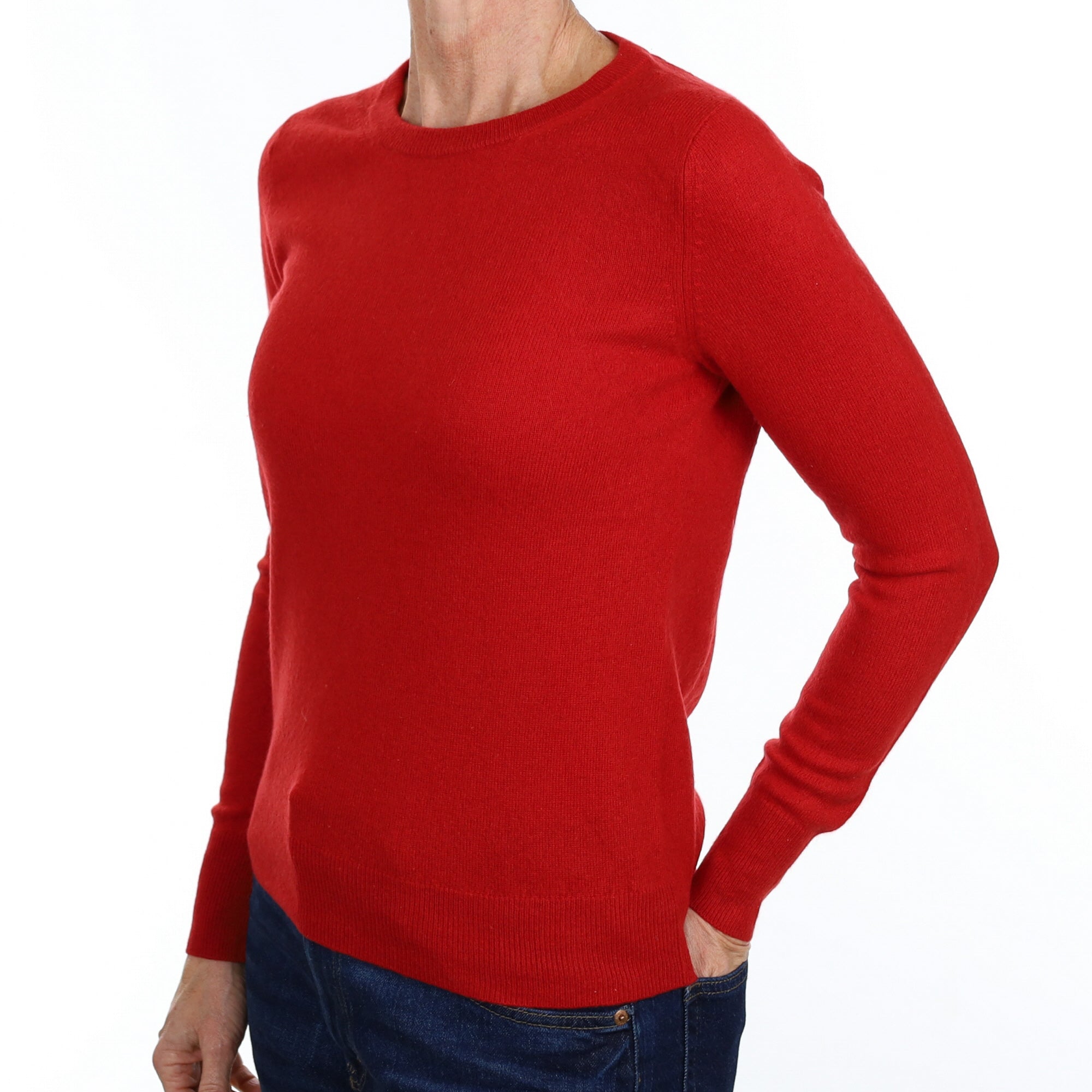 Berry Red Cashmere Crew Neck Jumper Small
