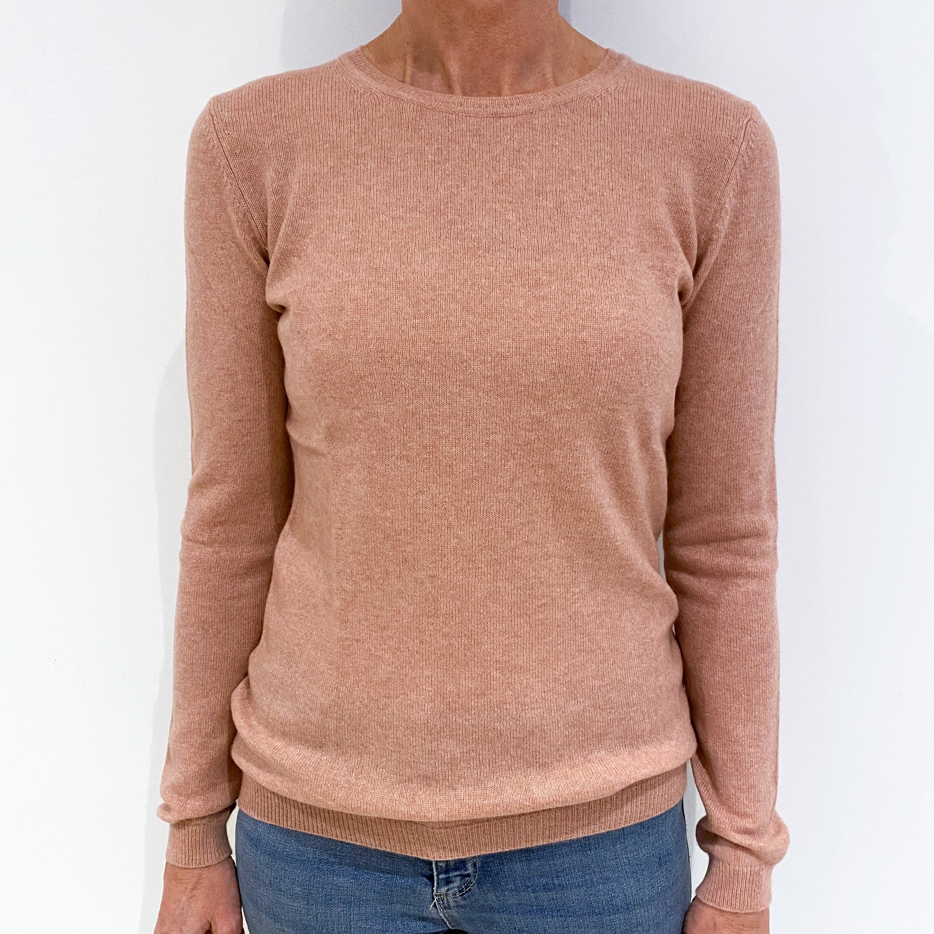 Dusky Pink Cashmere Crew Neck Jumper Small