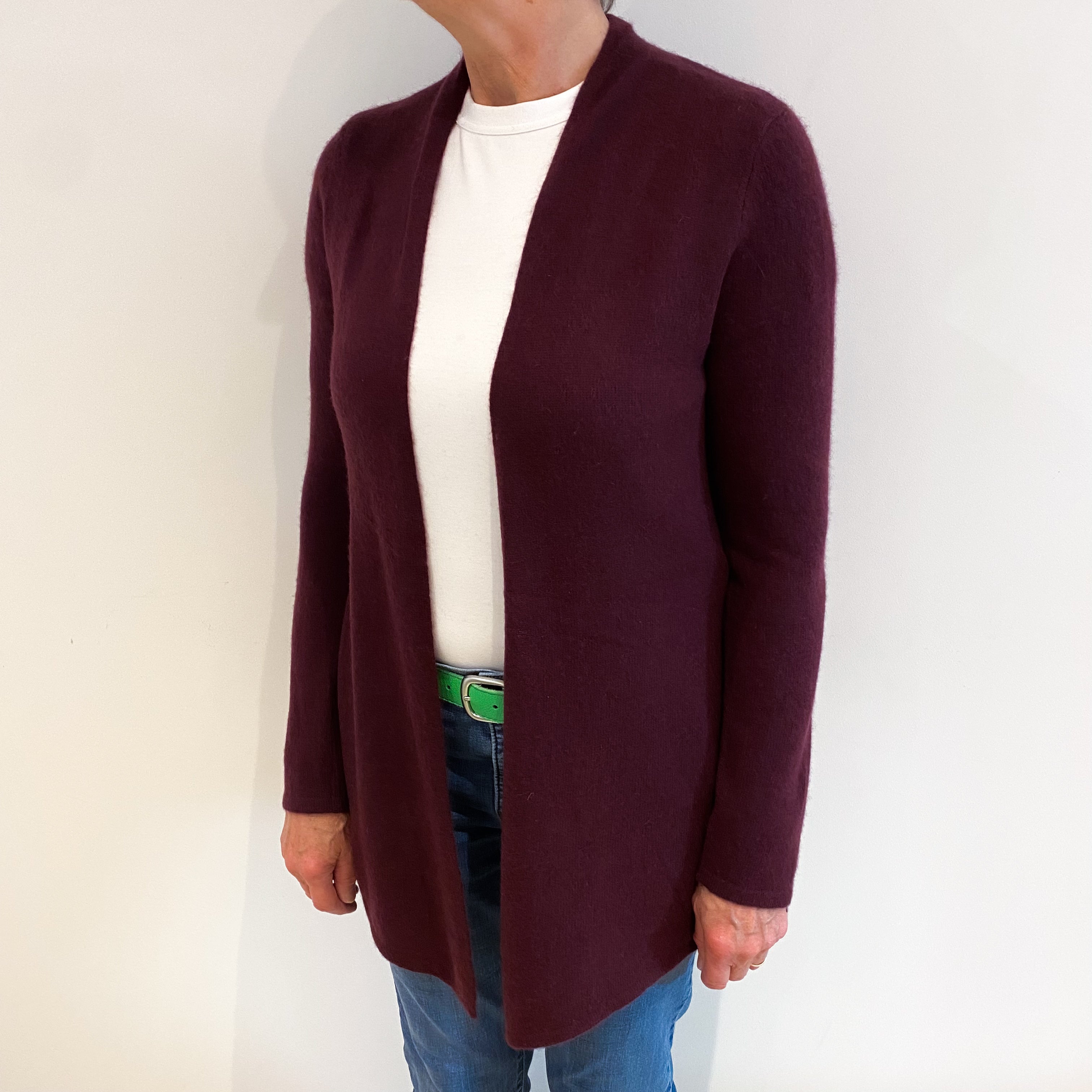 Mulberry Purple Cashmere Edge to Edge Cardigan Medium