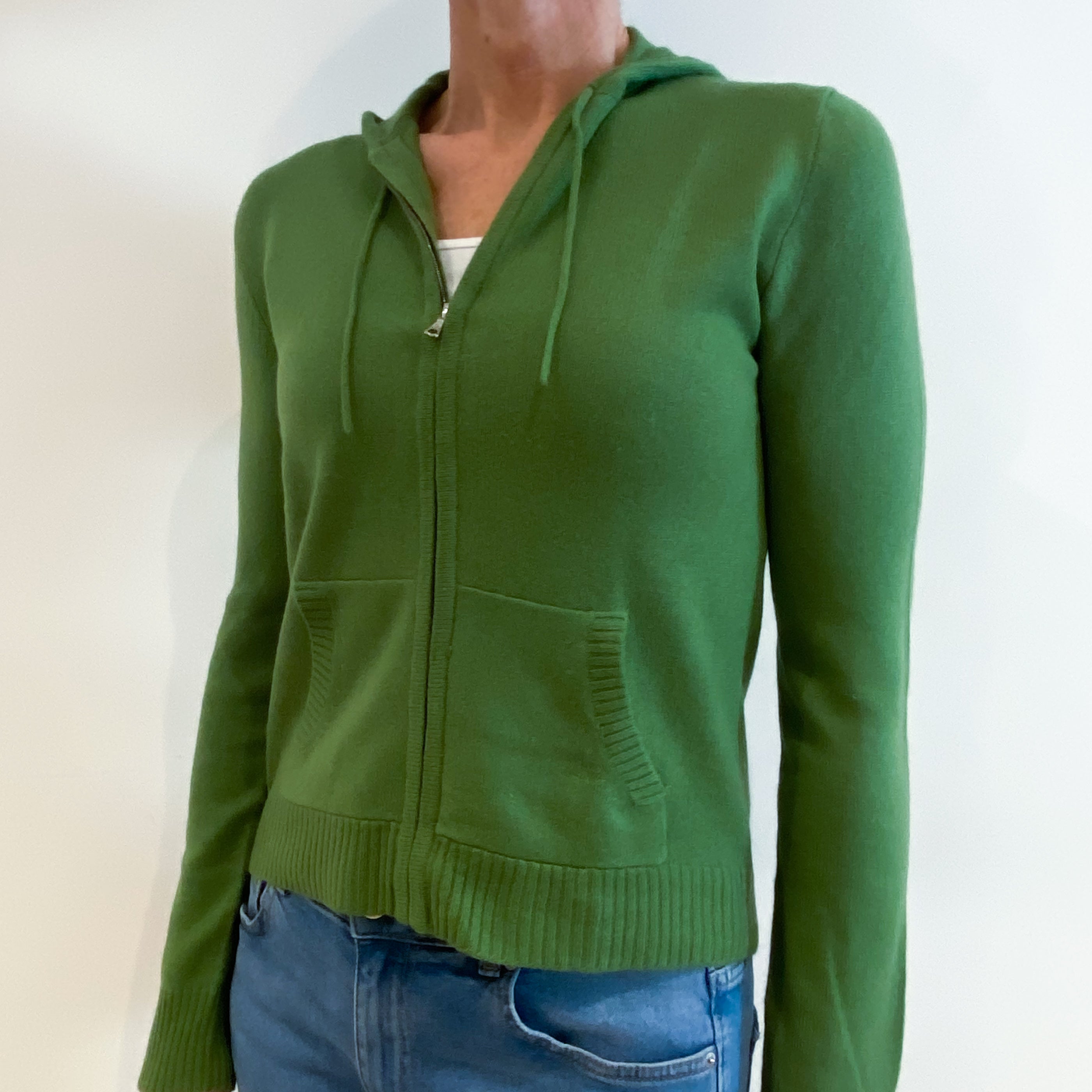 Jade Green Cashmere Zip Up Hoodie Small
