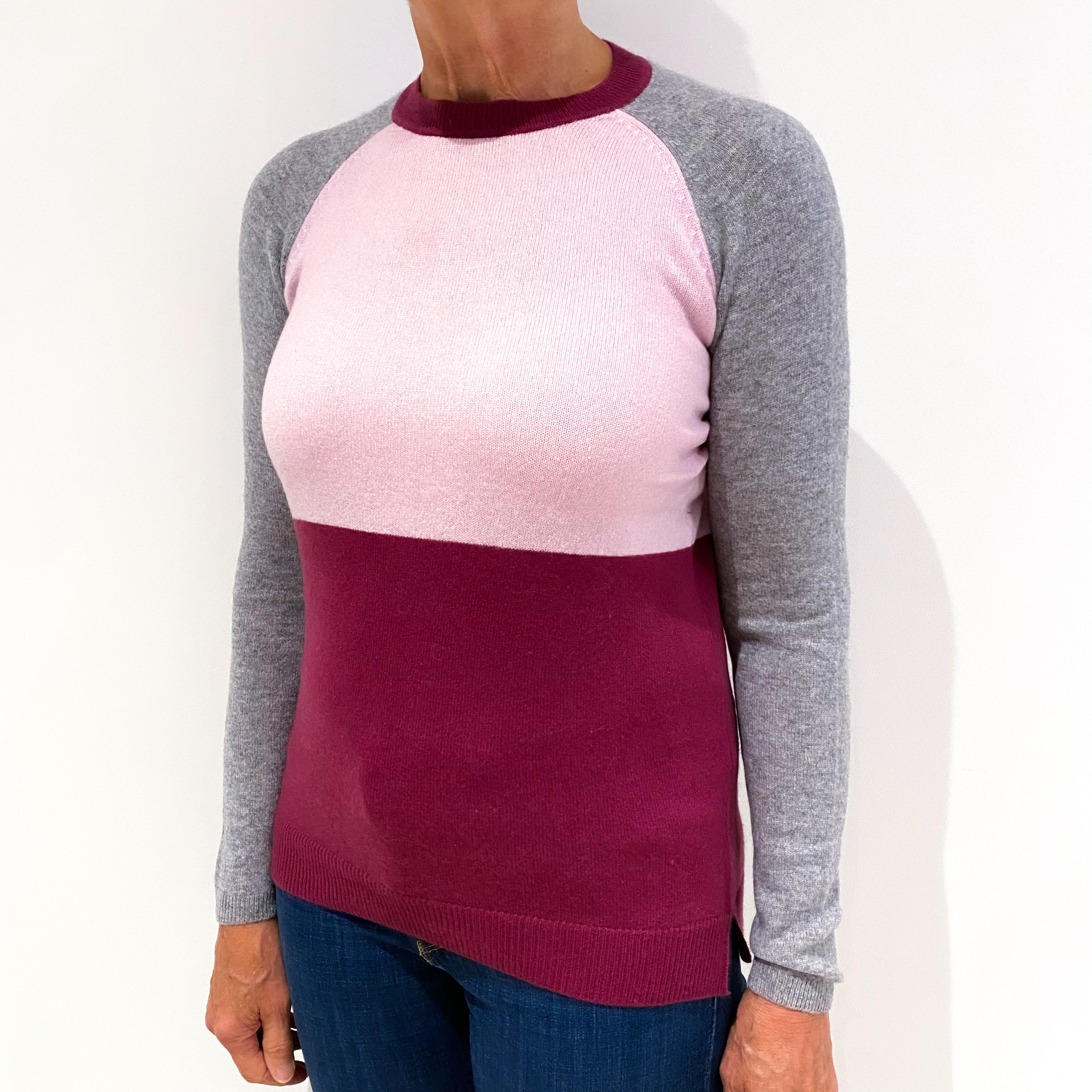 Pink Cashmere Crew Neck Jumper Medium