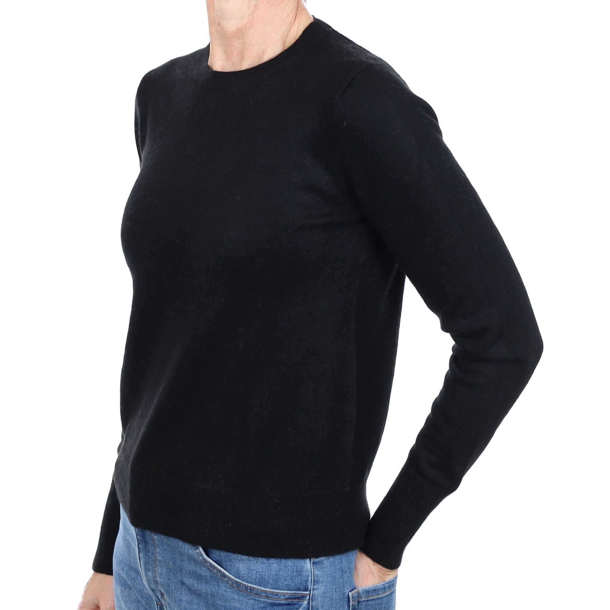 Black Cashmere Crew Neck Jumper Small