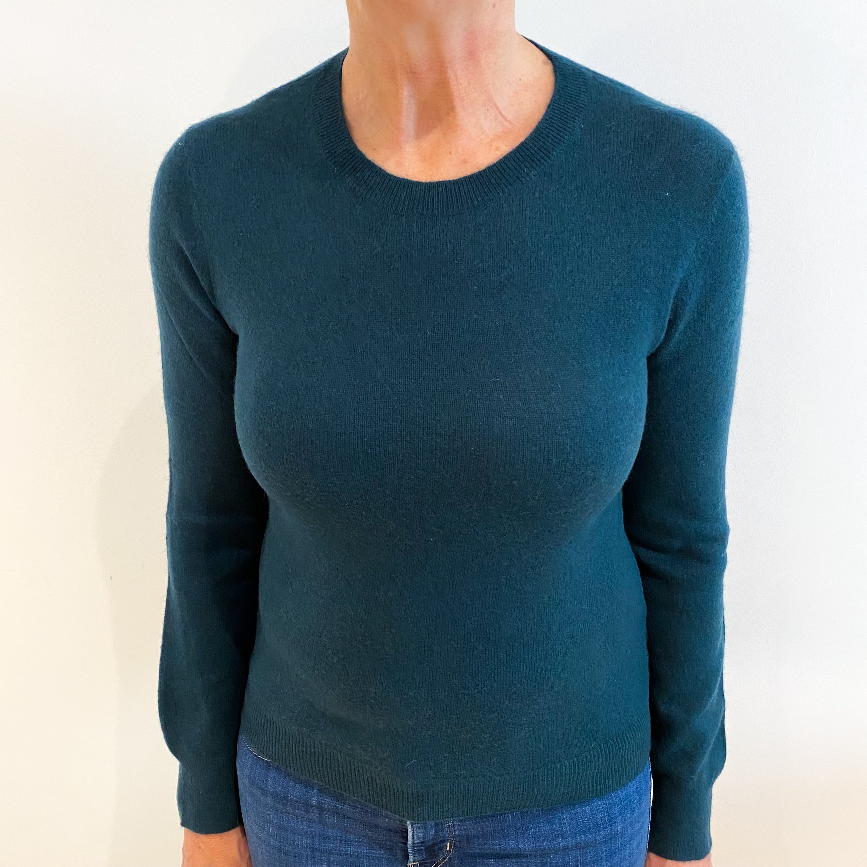 Dark Forest Green Cashmere Crew Neck Jumper Medium