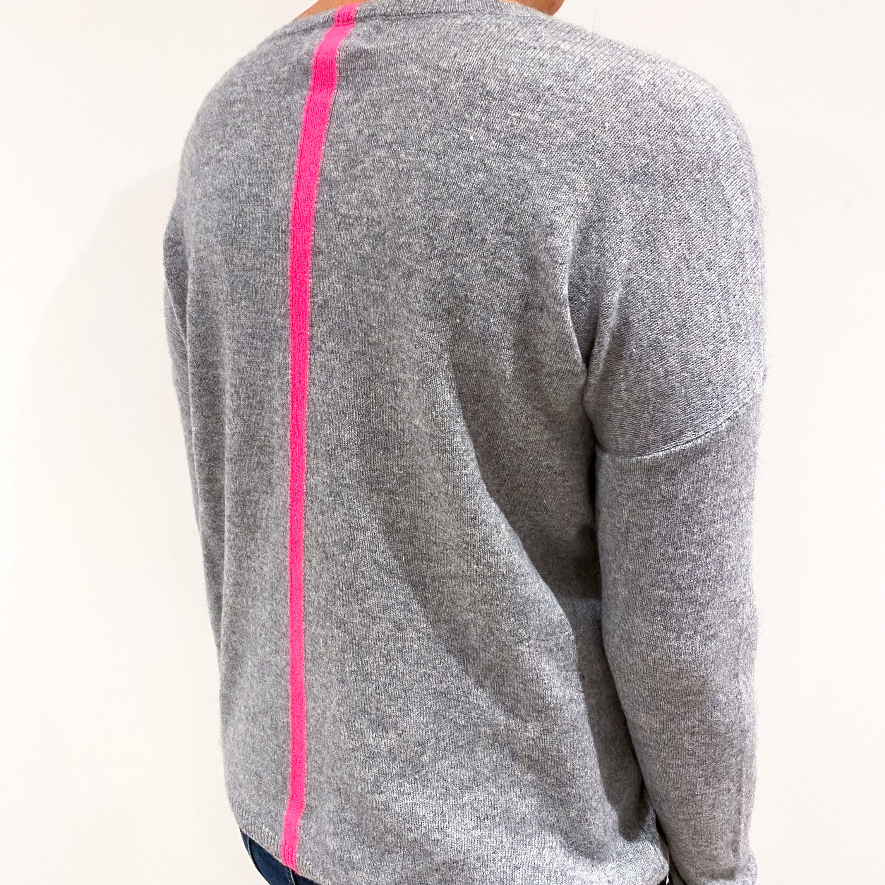 Ash Grey Cashmere V-Neck Jumper Medium