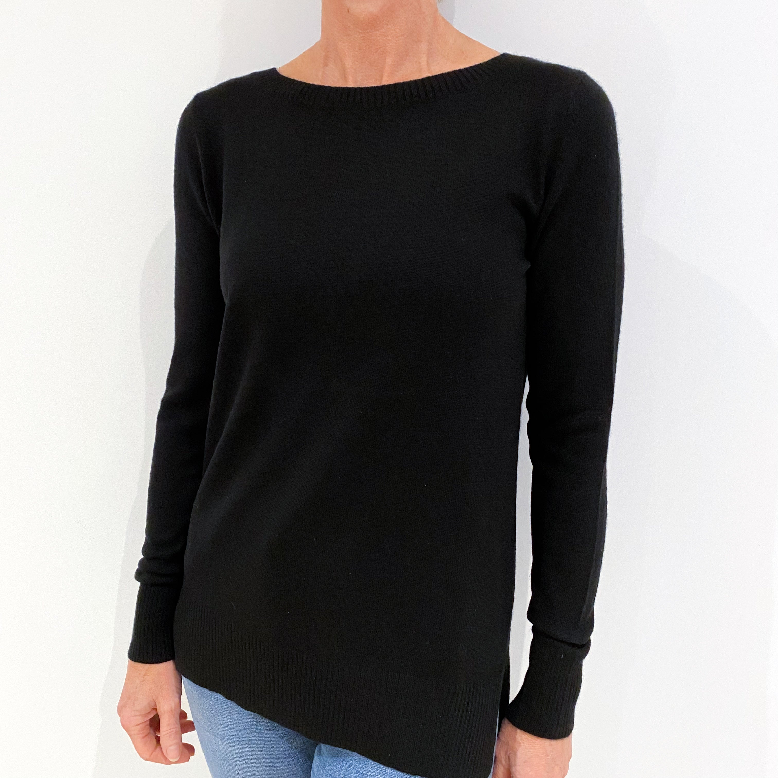 Black Cashmere Boat Neck Jumper Small
