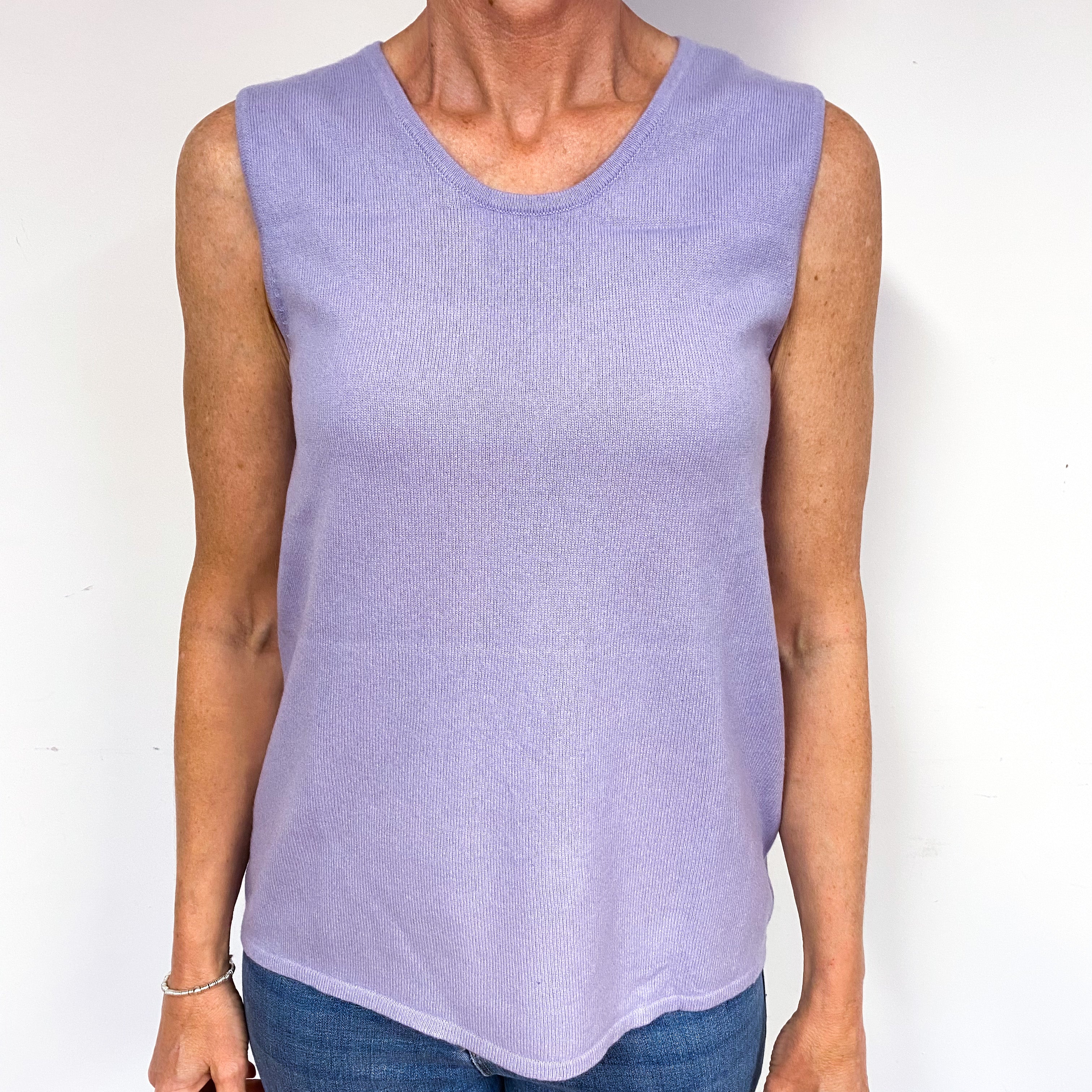 Lavender Purple Cashmere Crew Neck Tank Top Medium