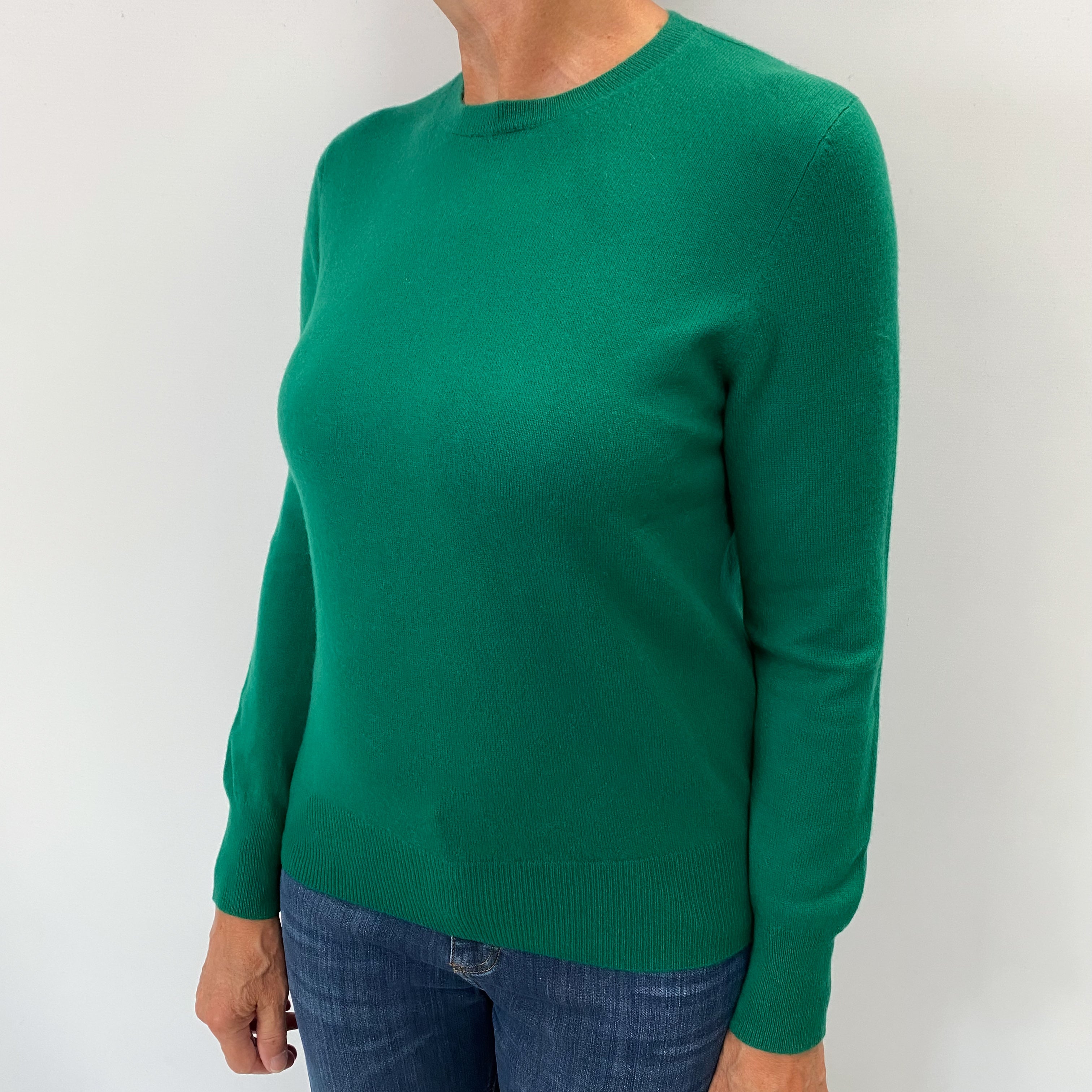 Bright Shamrock Green Cashmere Crew Neck Jumper Medium