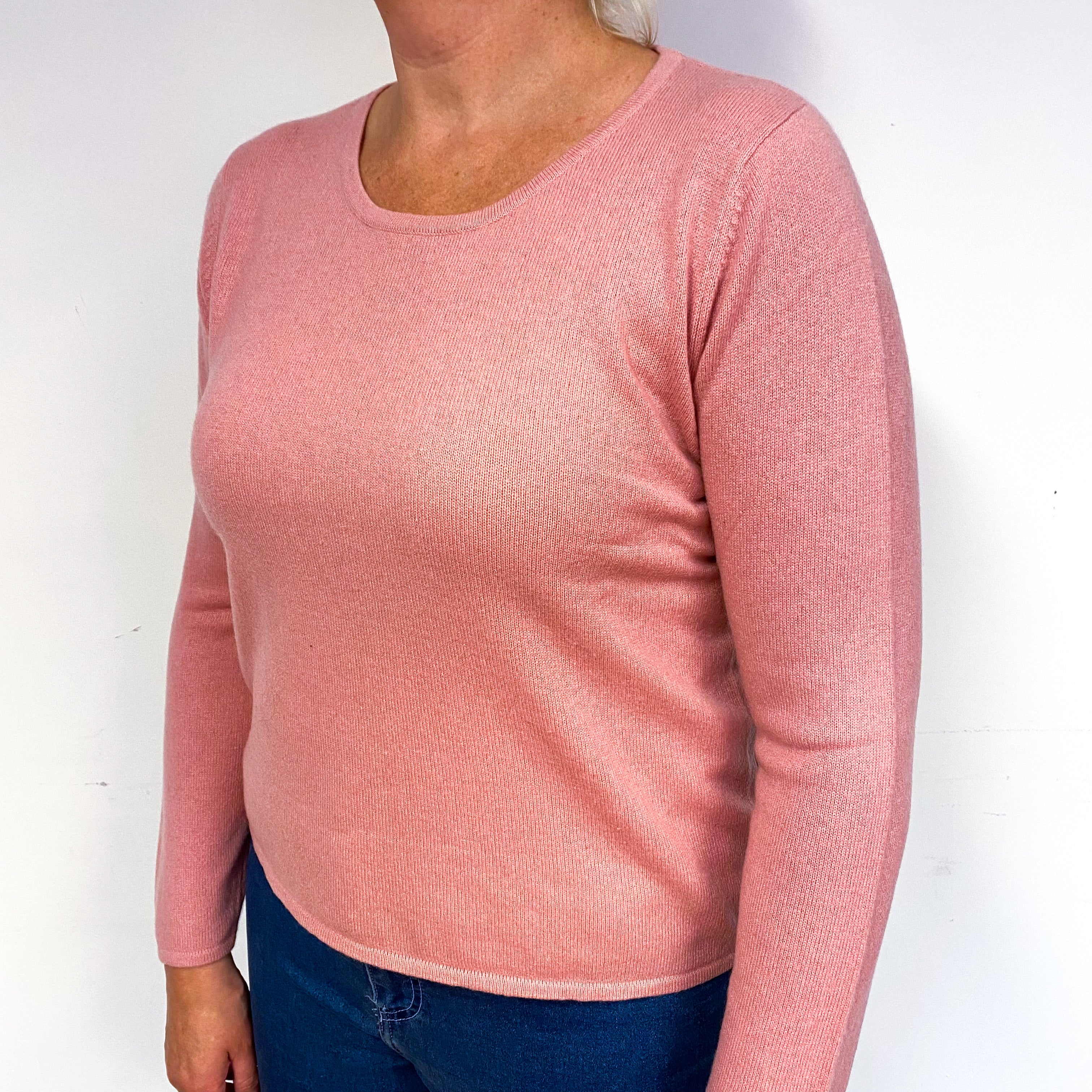Blush Pink Cashmere Crew Neck Jumper Large