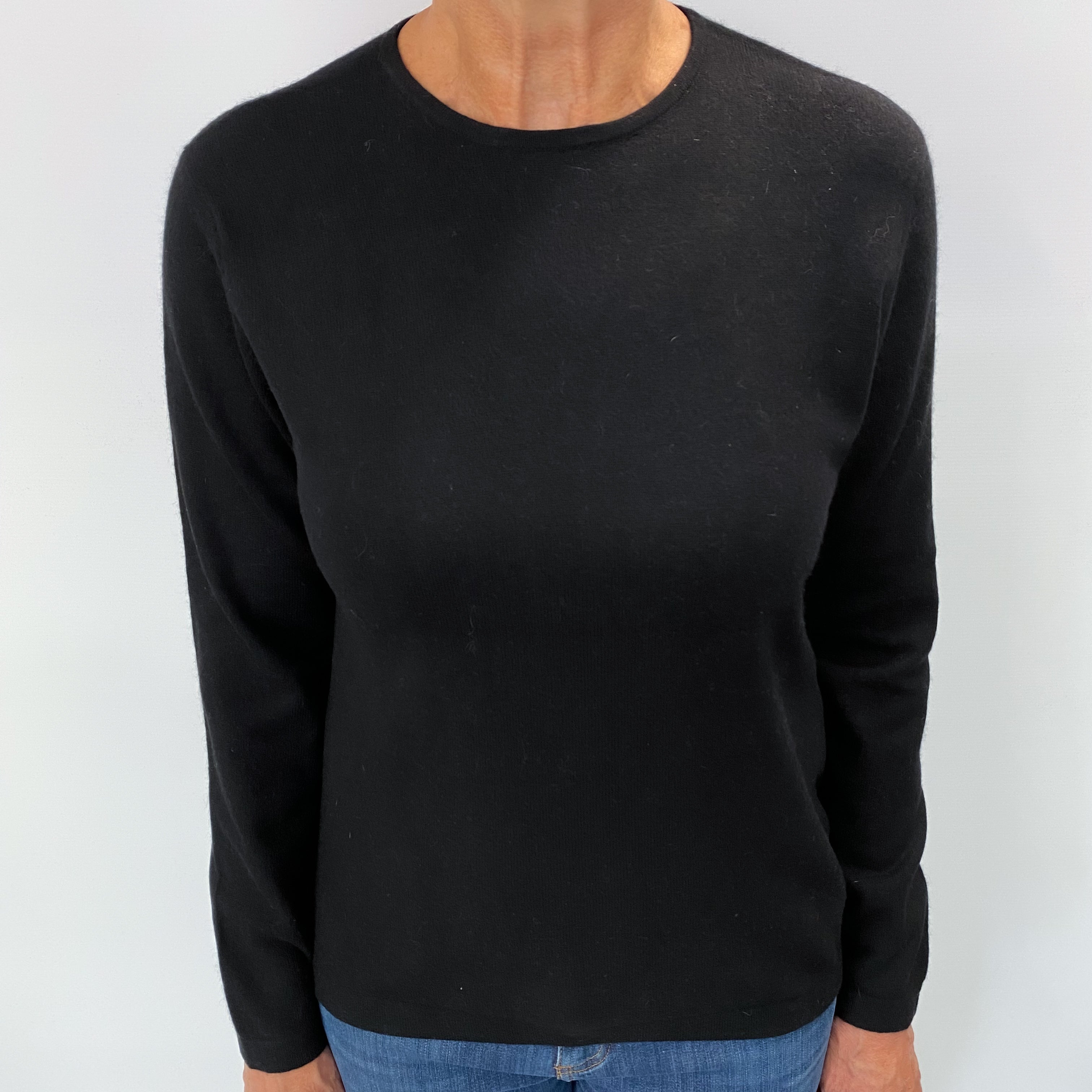 Black Cashmere Crew Neck Jumper Medium